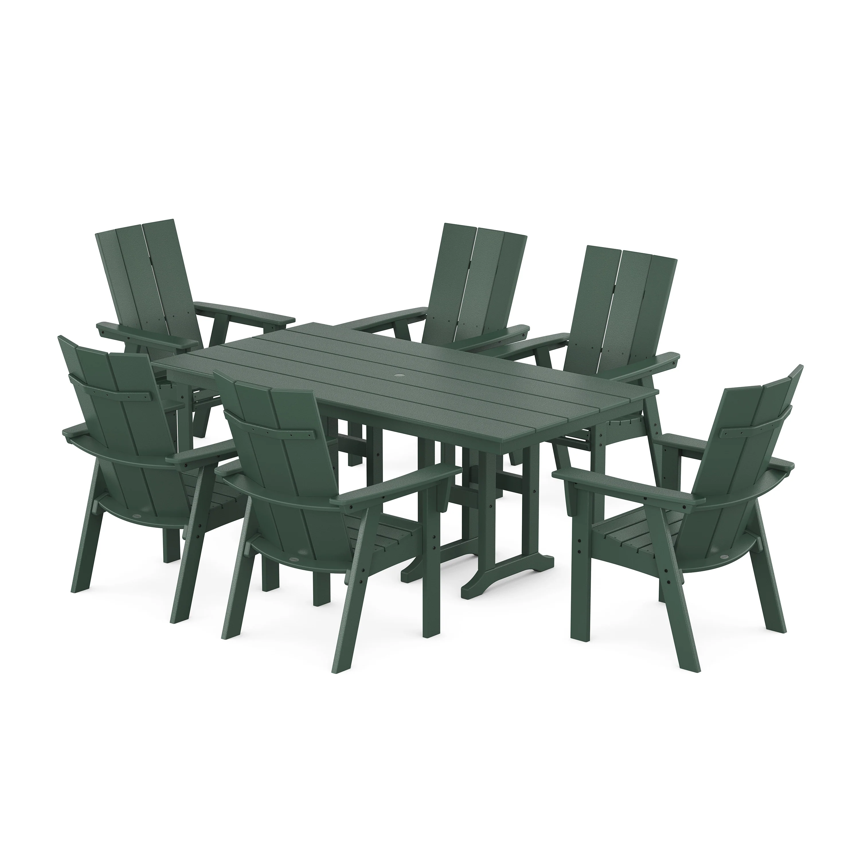 Modern Curveback Adirondack 7-Piece Farmhouse Dining Set - Image 5