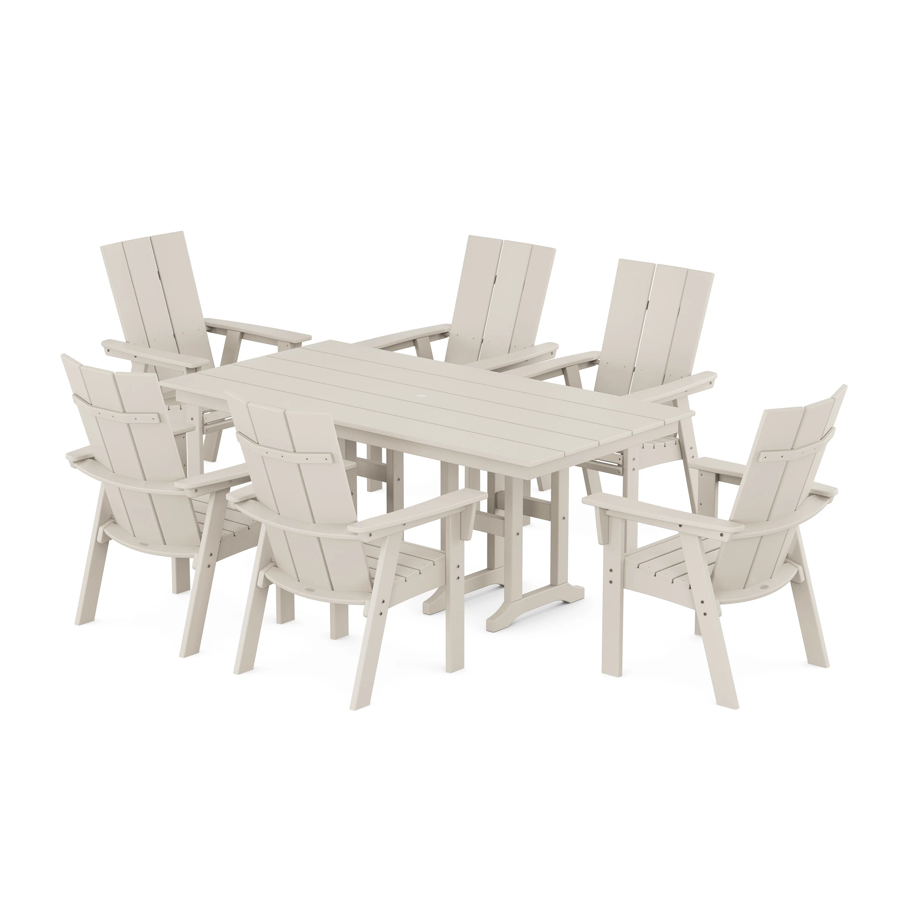 Modern Curveback Adirondack 7-Piece Farmhouse Dining Set - Image 7