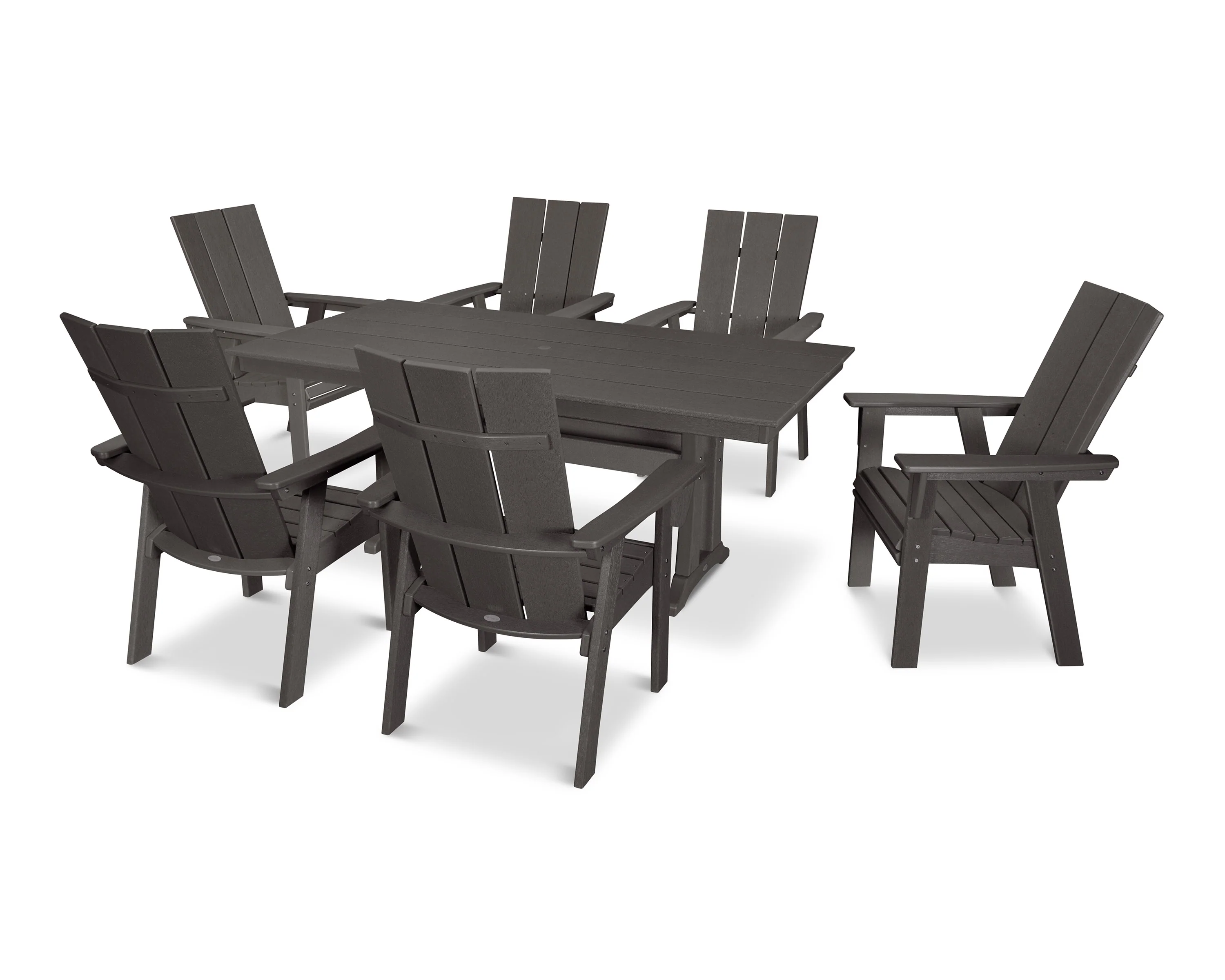 Modern Curveback Adirondack 7-Piece Farmhouse Dining Set with Trestle Legs - Image 10