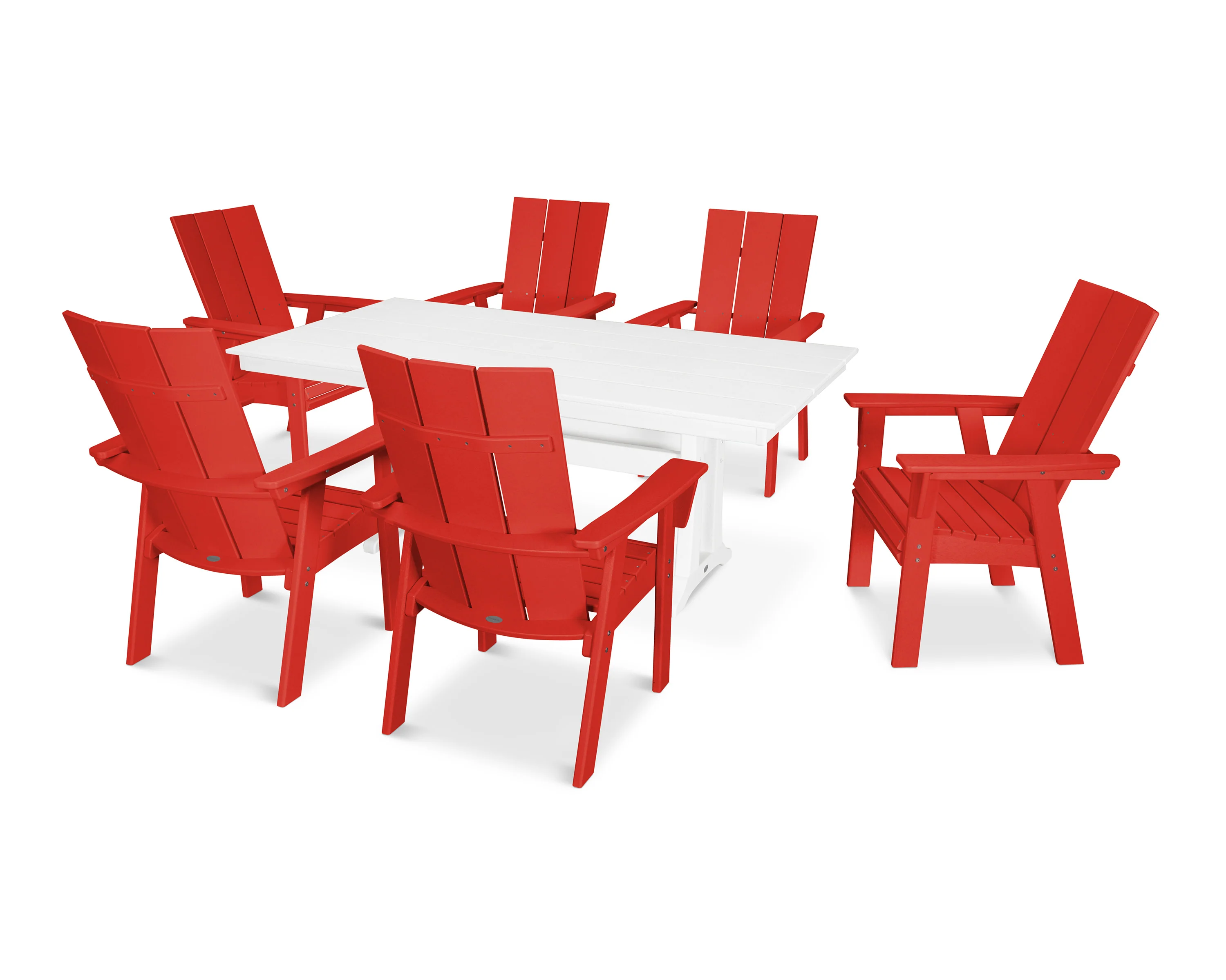 Modern Curveback Adirondack 7-Piece Farmhouse Dining Set with Trestle Legs - Image 11