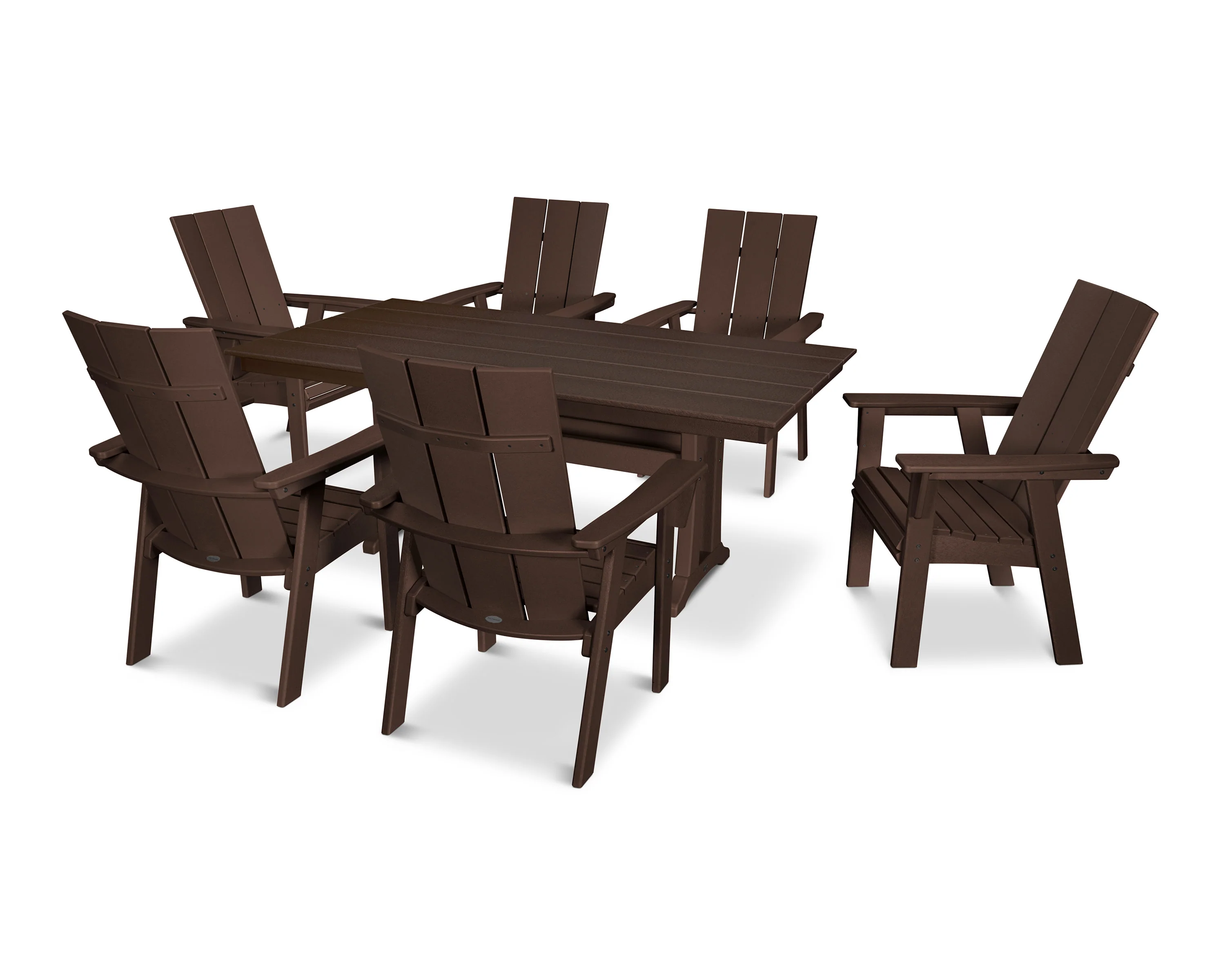 Modern Curveback Adirondack 7-Piece Farmhouse Dining Set with Trestle Legs - Image 12