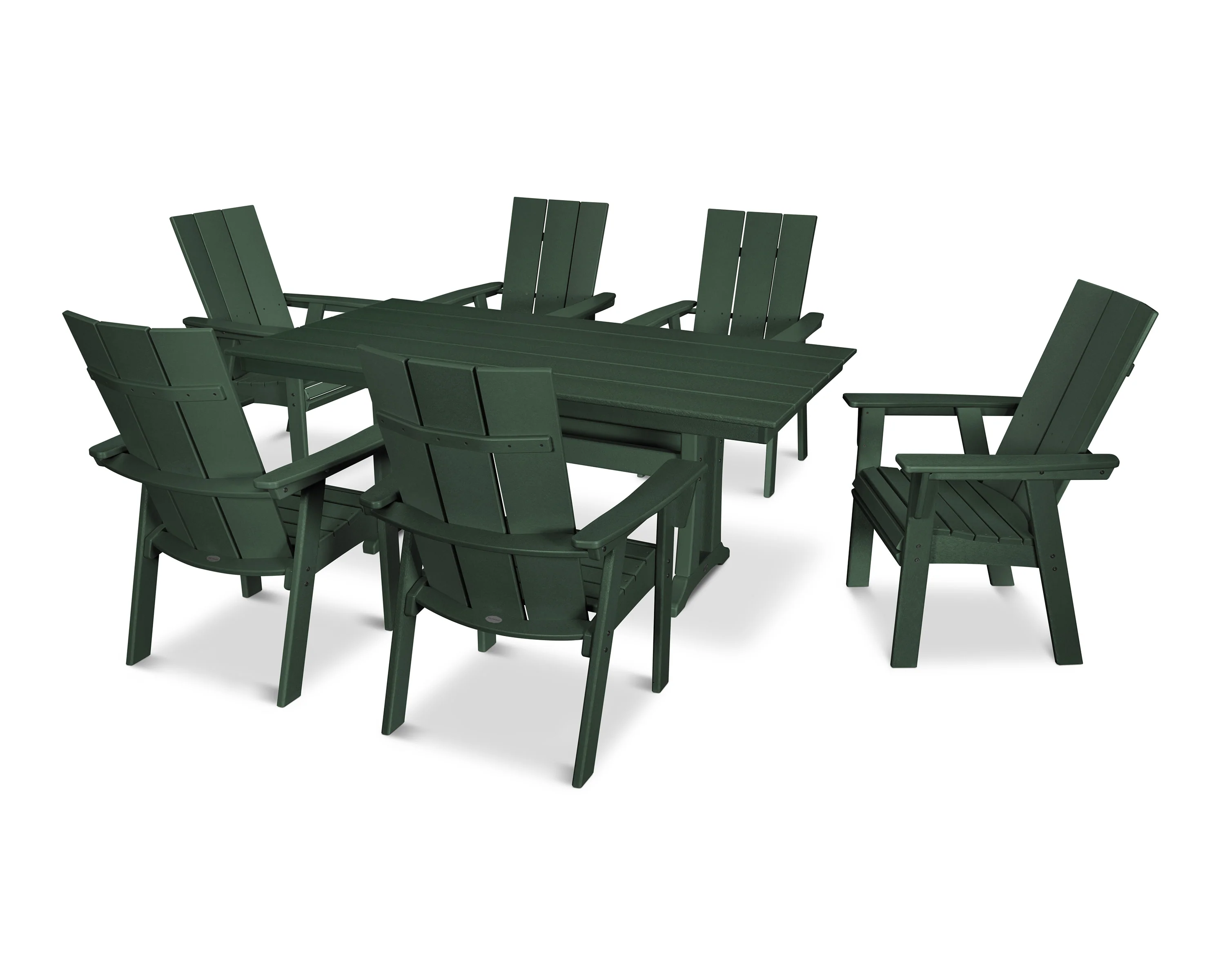 Modern Curveback Adirondack 7-Piece Farmhouse Dining Set with Trestle Legs - Image 14