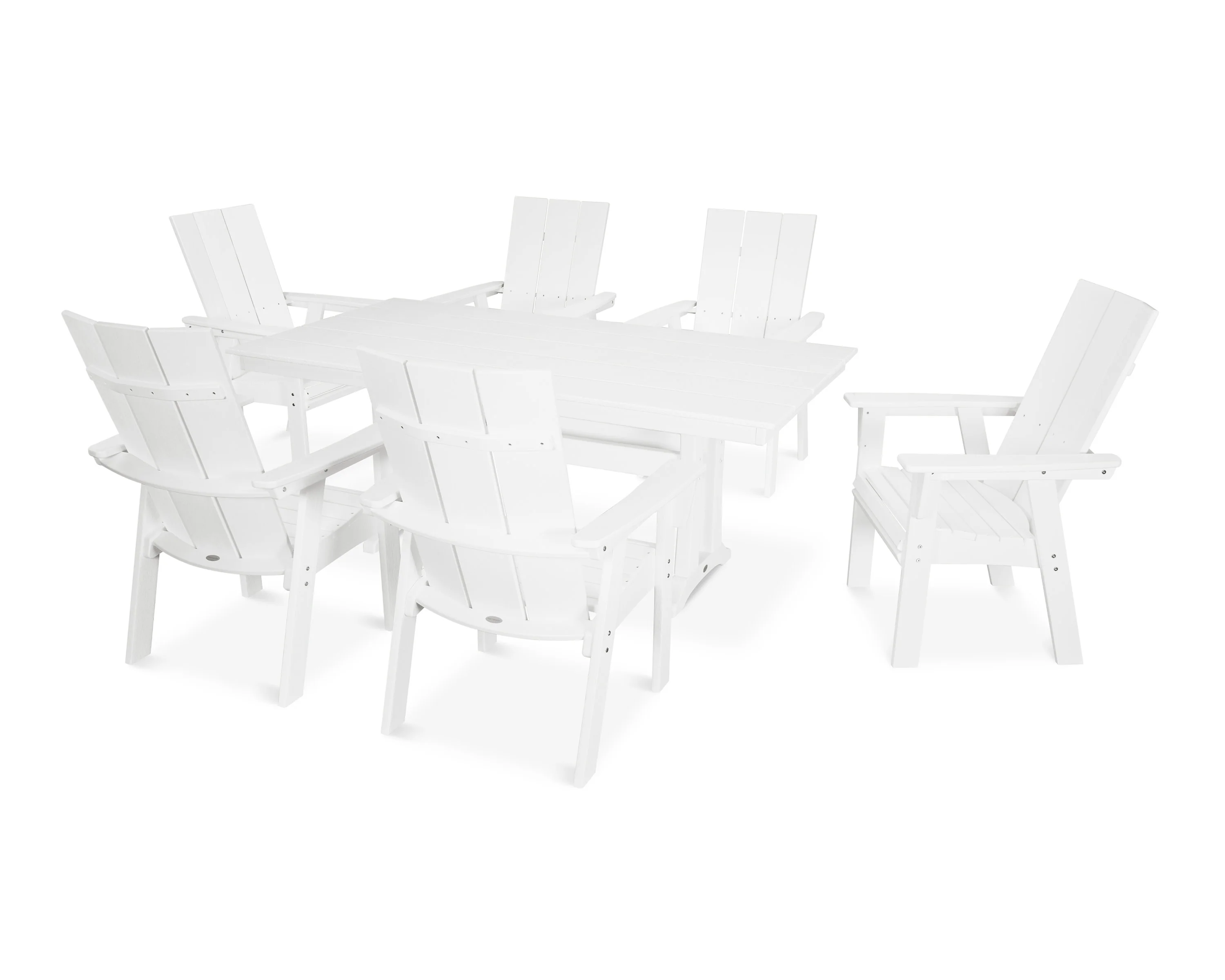 Modern Curveback Adirondack 7-Piece Farmhouse Dining Set with Trestle Legs - Image 15