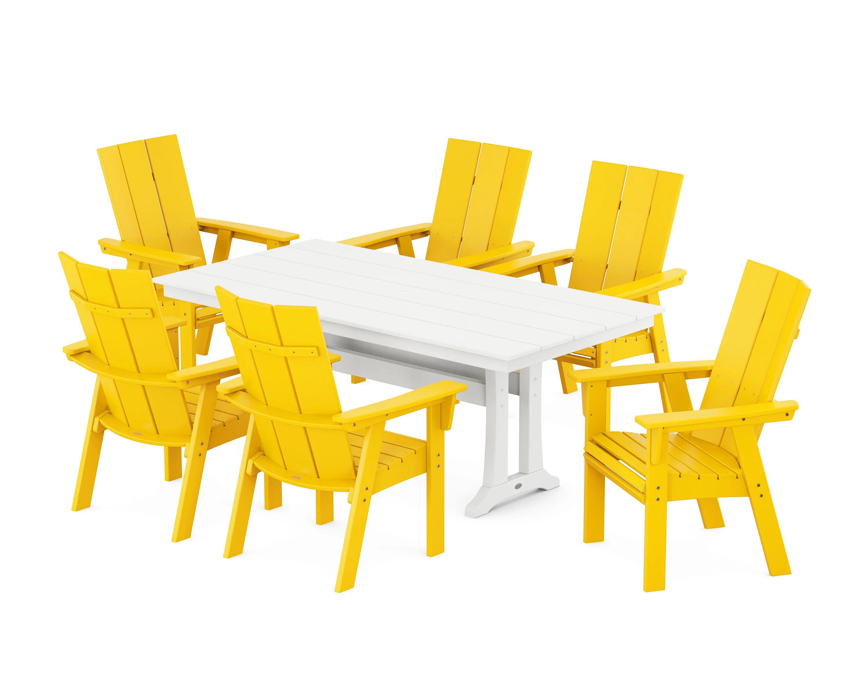 Modern Curveback Adirondack 7-Piece Farmhouse Dining Set with Trestle Legs - Image 16