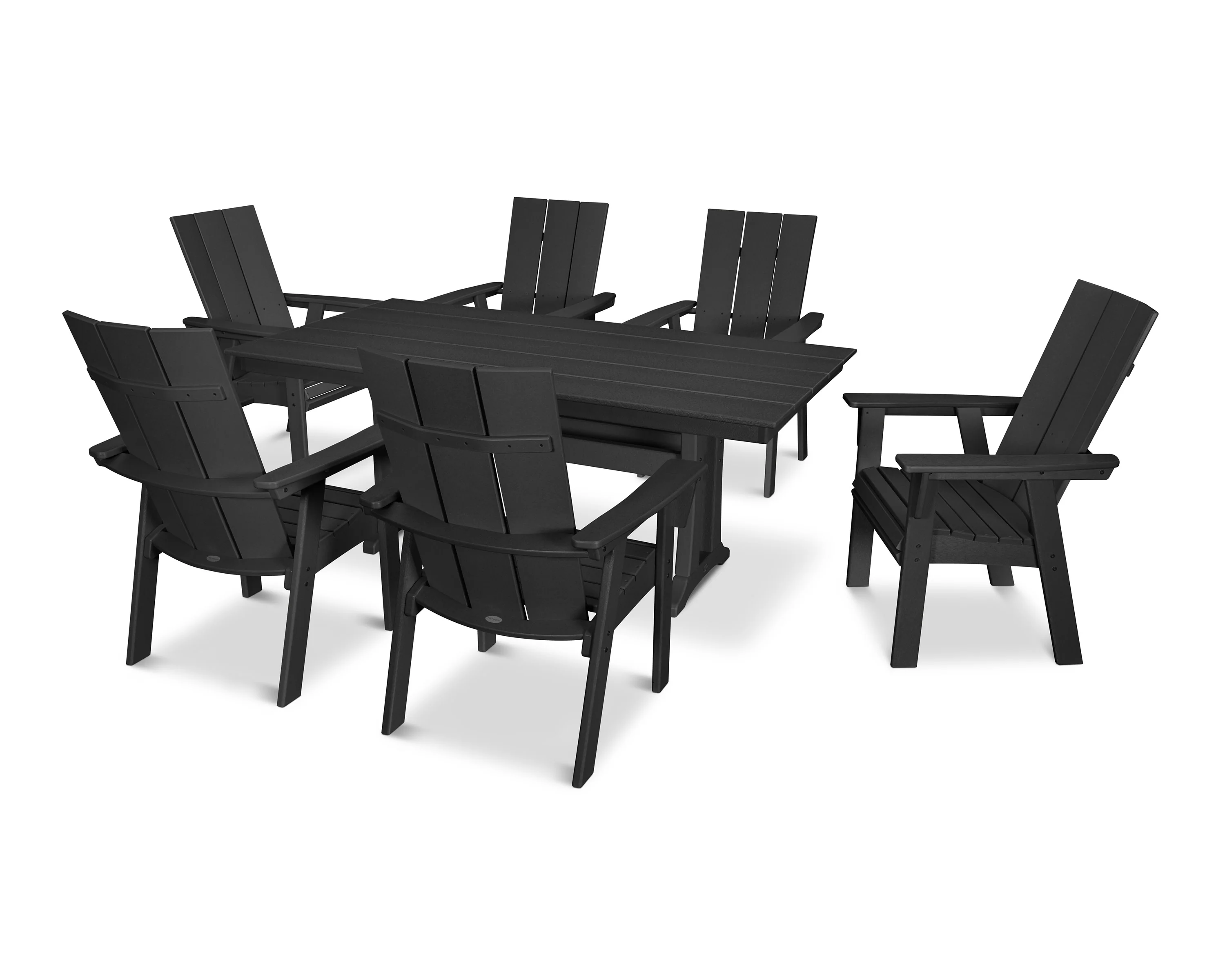 Modern Curveback Adirondack 7-Piece Farmhouse Dining Set with Trestle Legs - Image 18