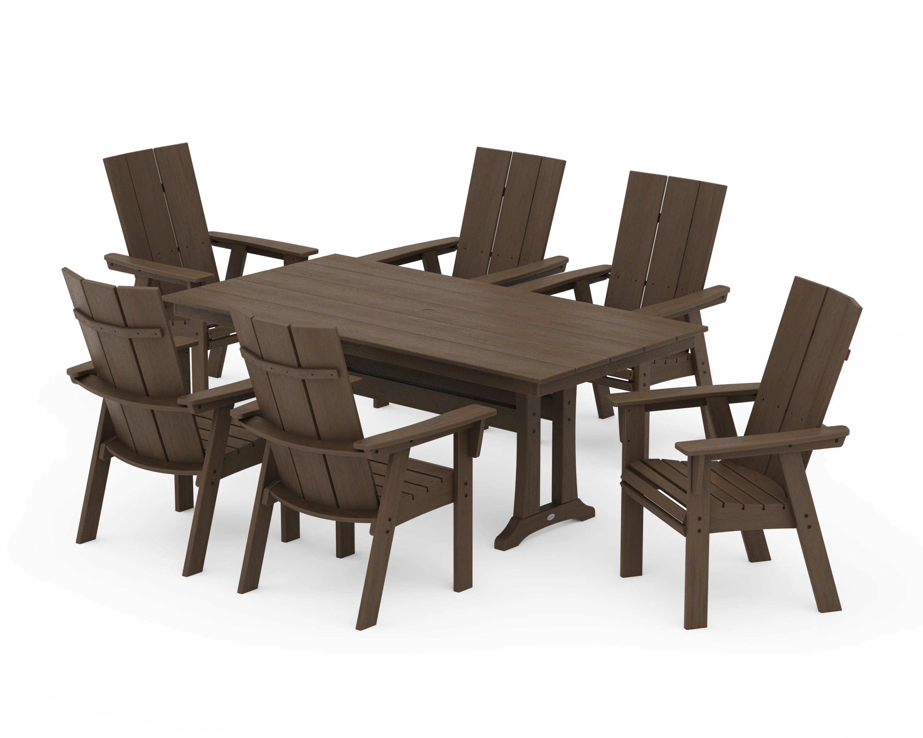 Modern Curveback Adirondack 7-Piece Farmhouse Dining Set with Trestle Legs - Image 21