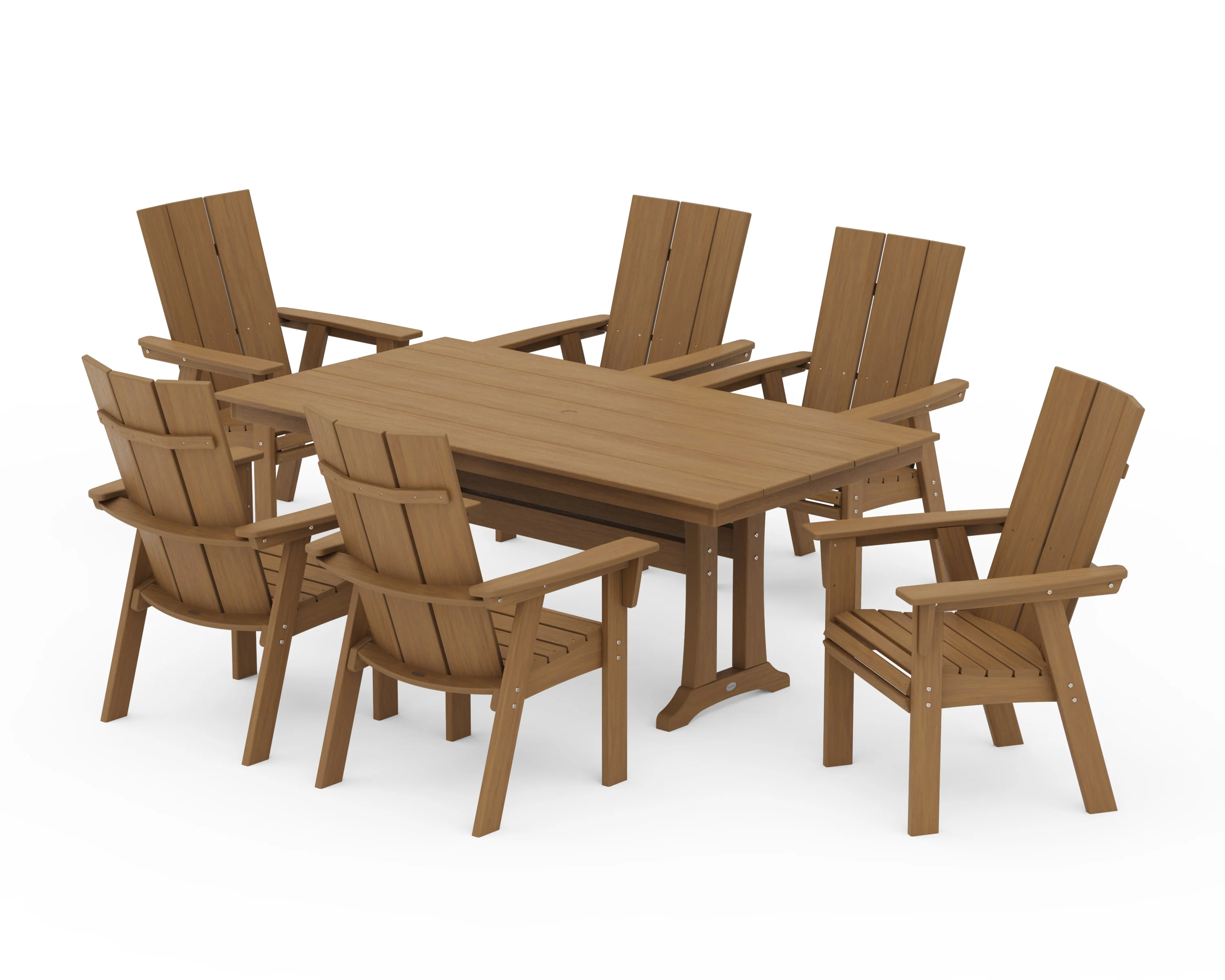 Modern Curveback Adirondack 7-Piece Farmhouse Dining Set with Trestle Legs - Image 22