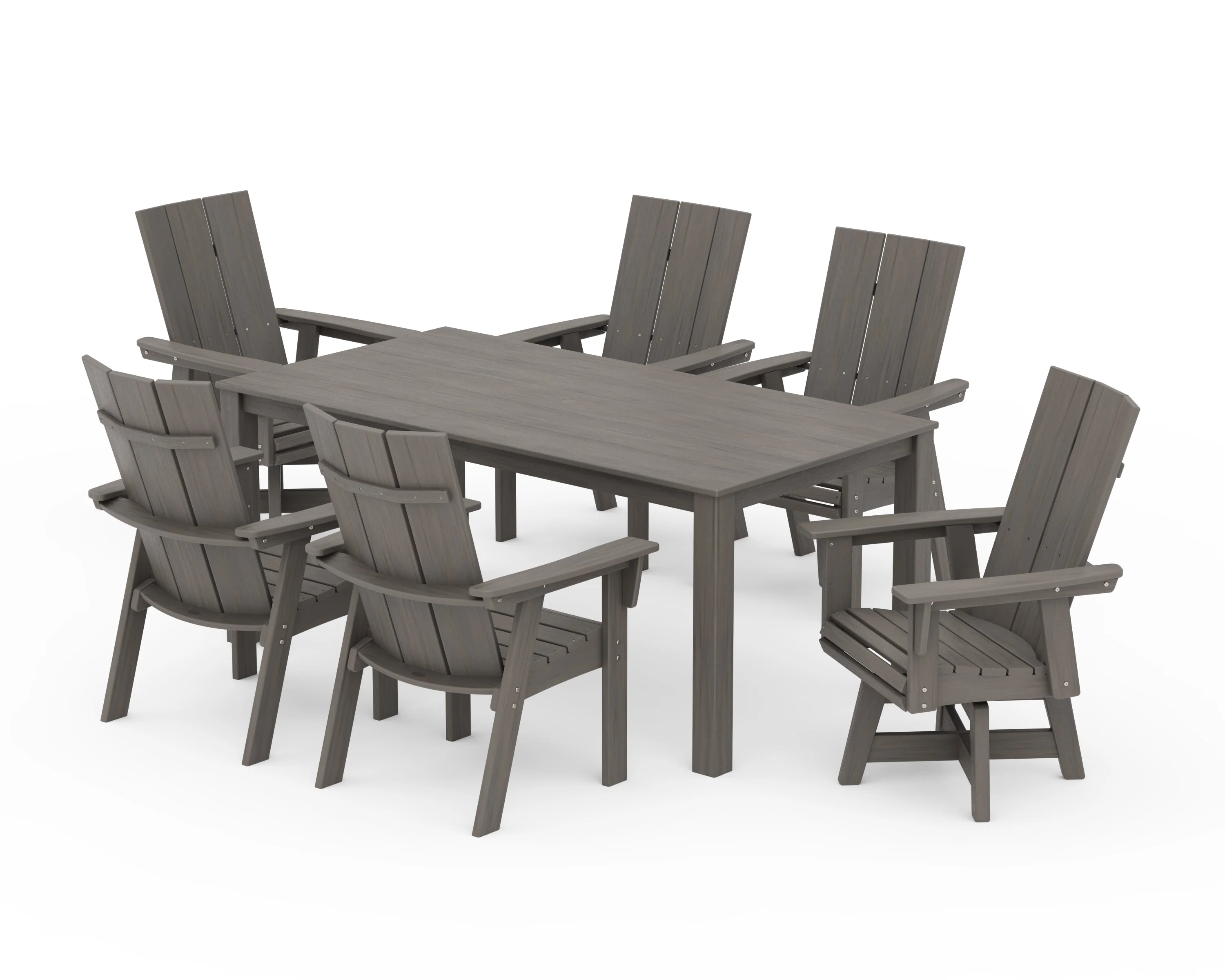 Modern Curveback Adirondack 7-Piece Parsons Swivel Dining Set - Image 10