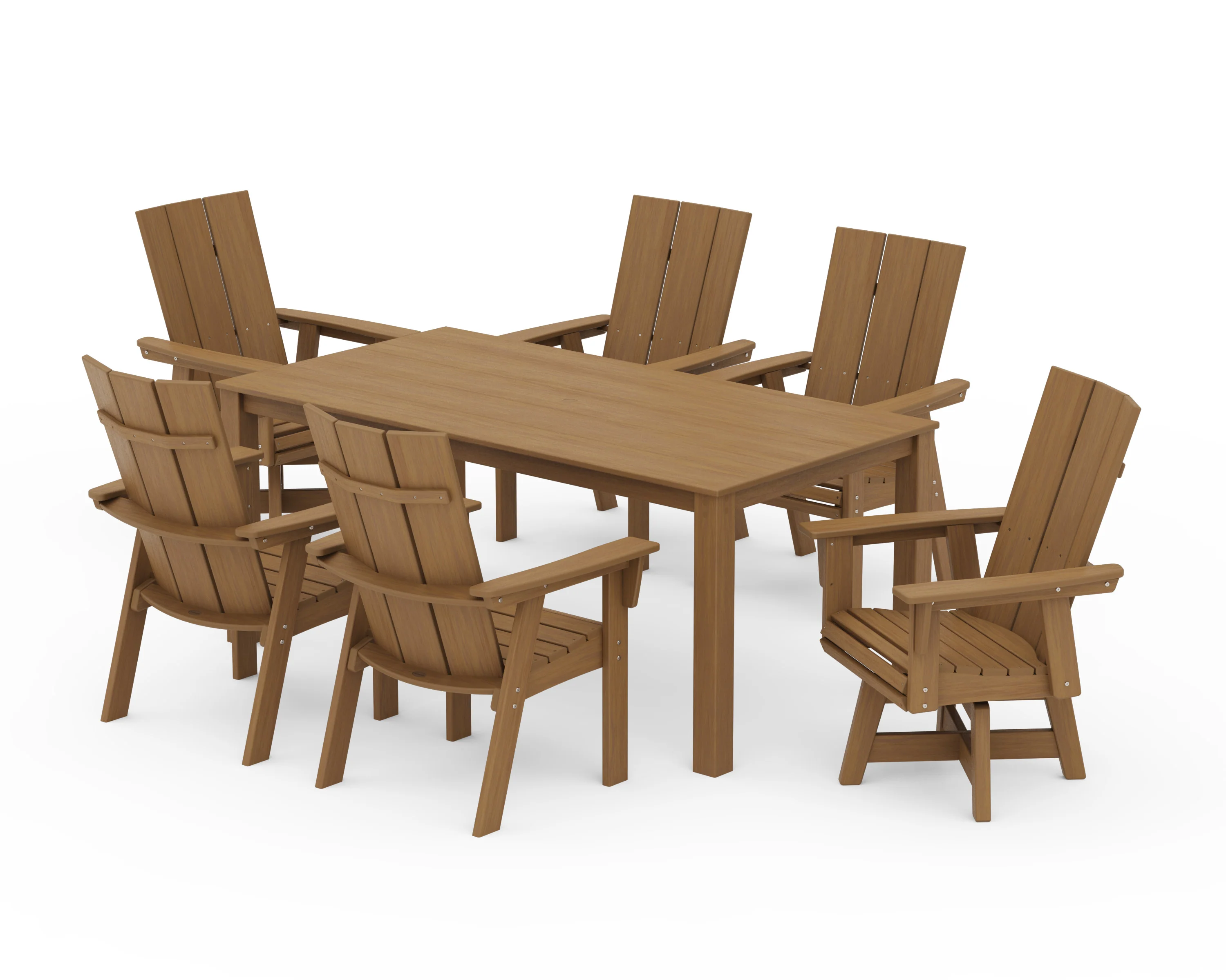 Modern Curveback Adirondack 7-Piece Parsons Swivel Dining Set - Image 12