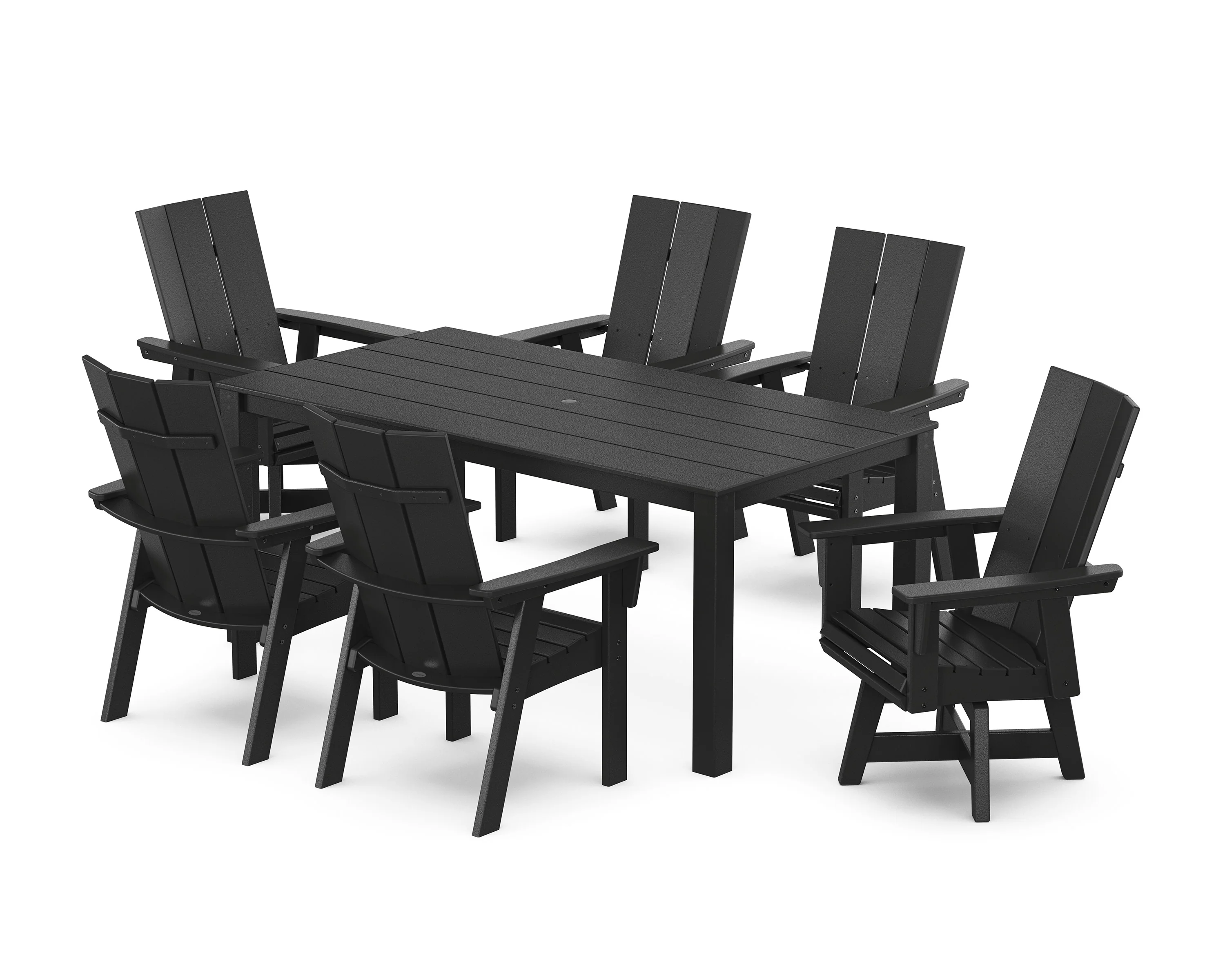 Modern Curveback Adirondack 7-Piece Parsons Swivel Dining Set - Image 4