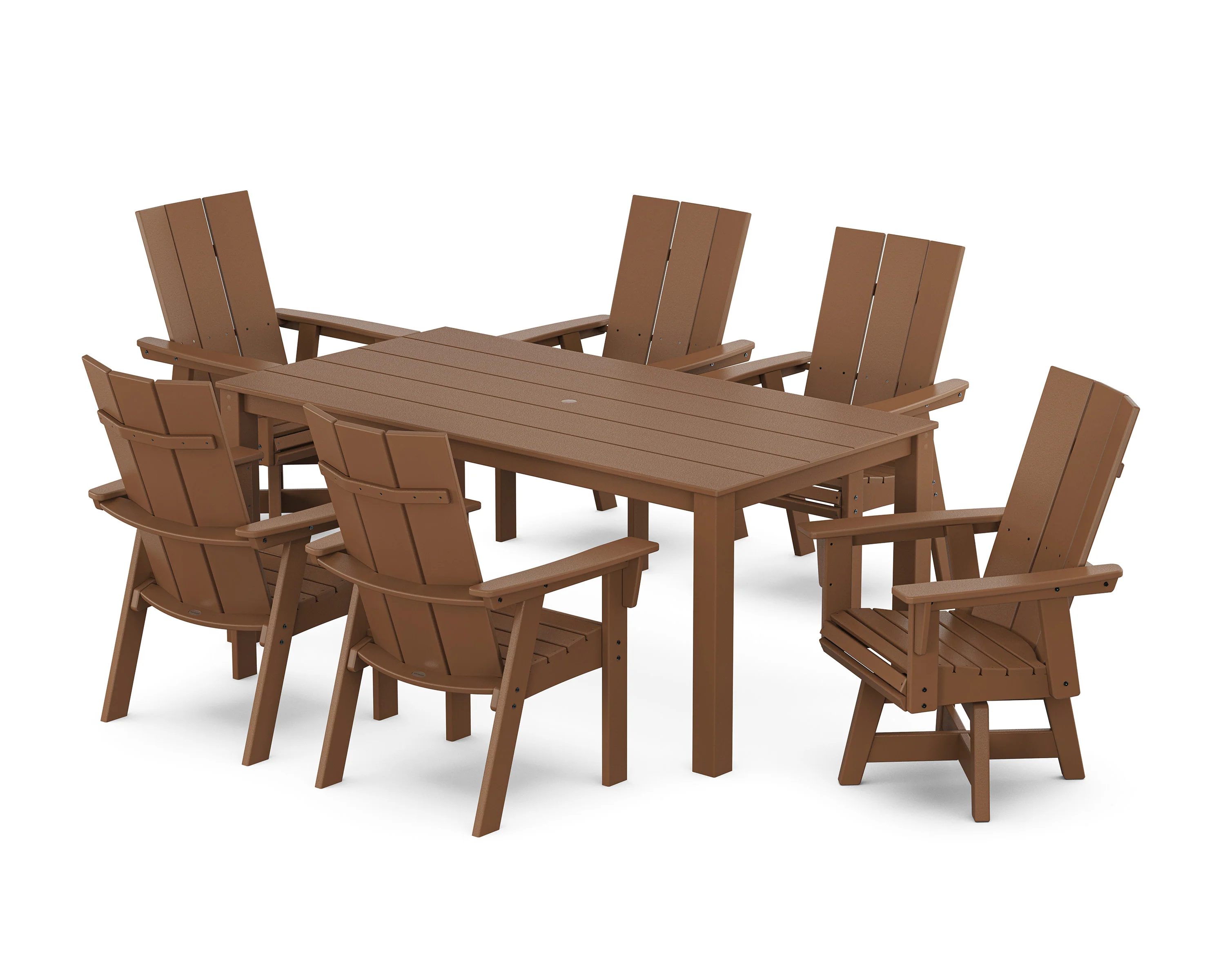 Modern Curveback Adirondack 7-Piece Parsons Swivel Dining Set - Image 5