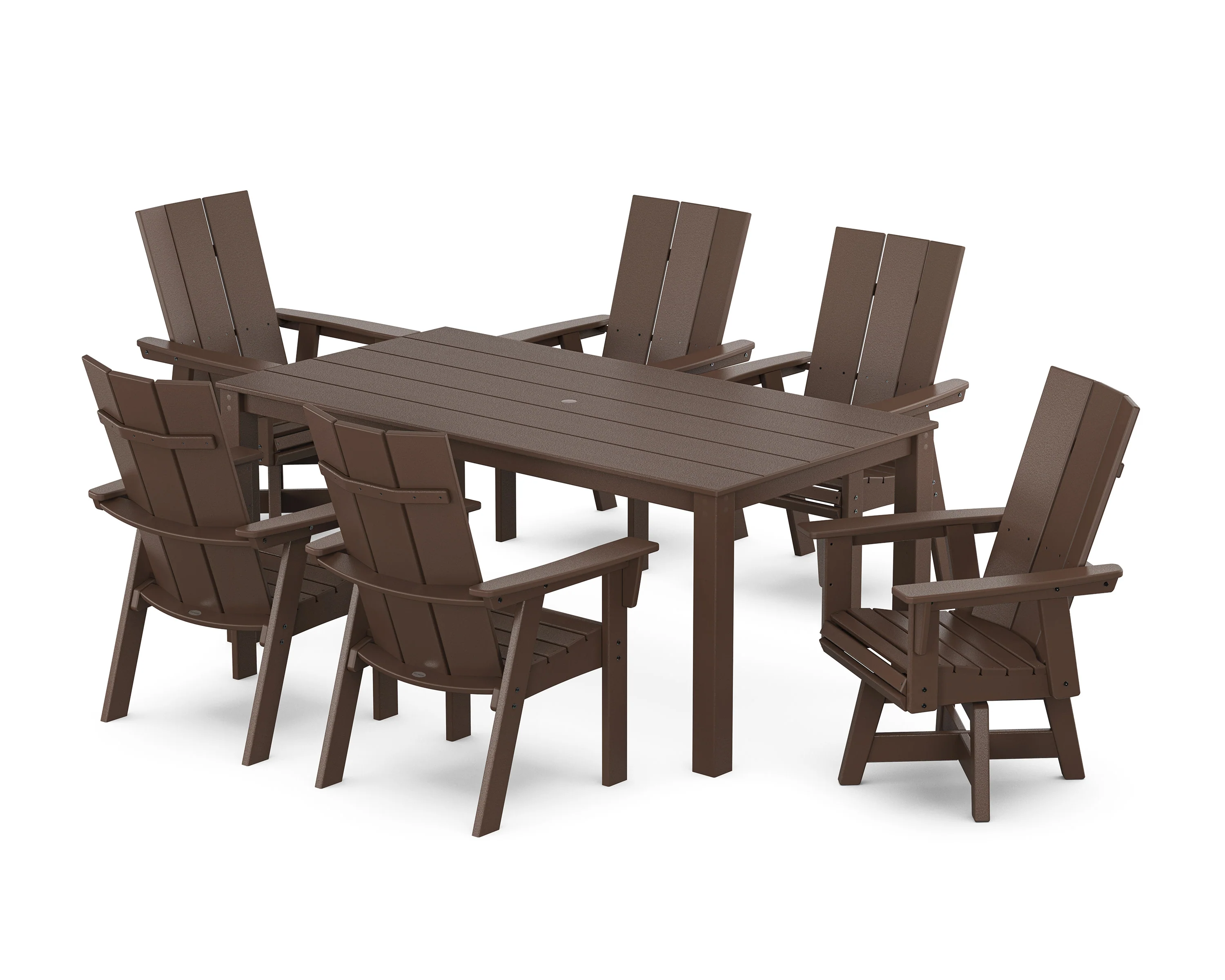 Modern Curveback Adirondack 7-Piece Parsons Swivel Dining Set - Image 6