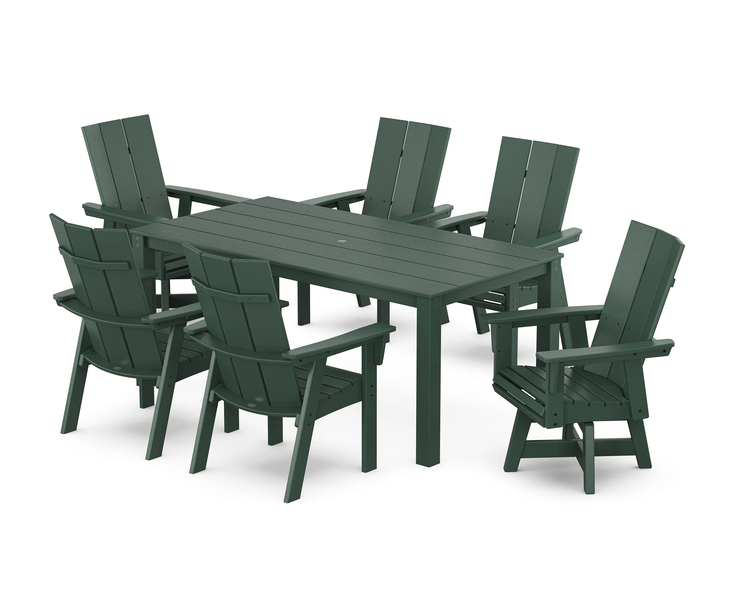 Modern Curveback Adirondack 7-Piece Parsons Swivel Dining Set - Image 7