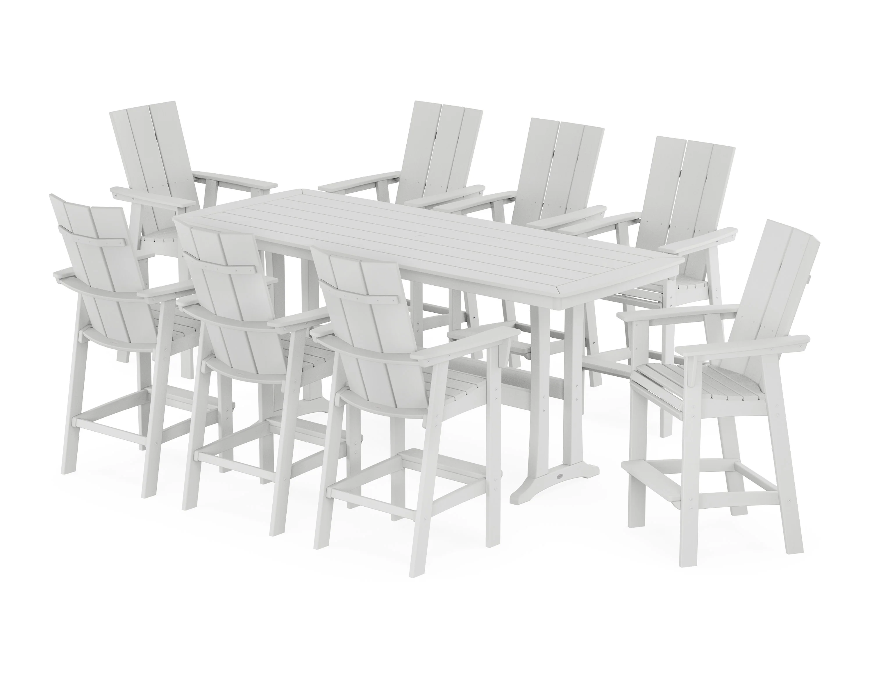Modern Curveback Adirondack 9-Piece Bar Set with Trestle Legs - Image 6