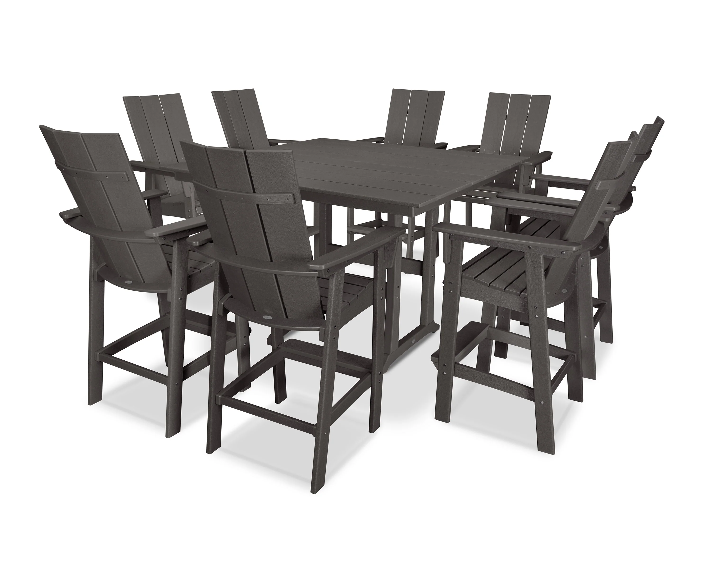 Modern Curveback Adirondack 9-Piece Farmhouse Trestle Bar Set - Image 10