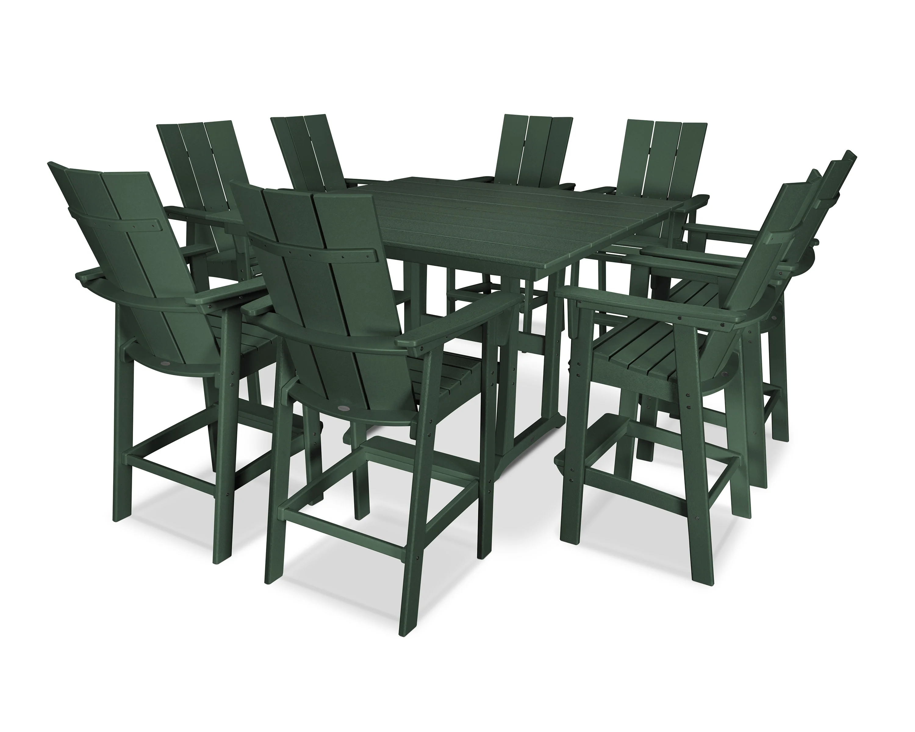 Modern Curveback Adirondack 9-Piece Farmhouse Trestle Bar Set - Image 11