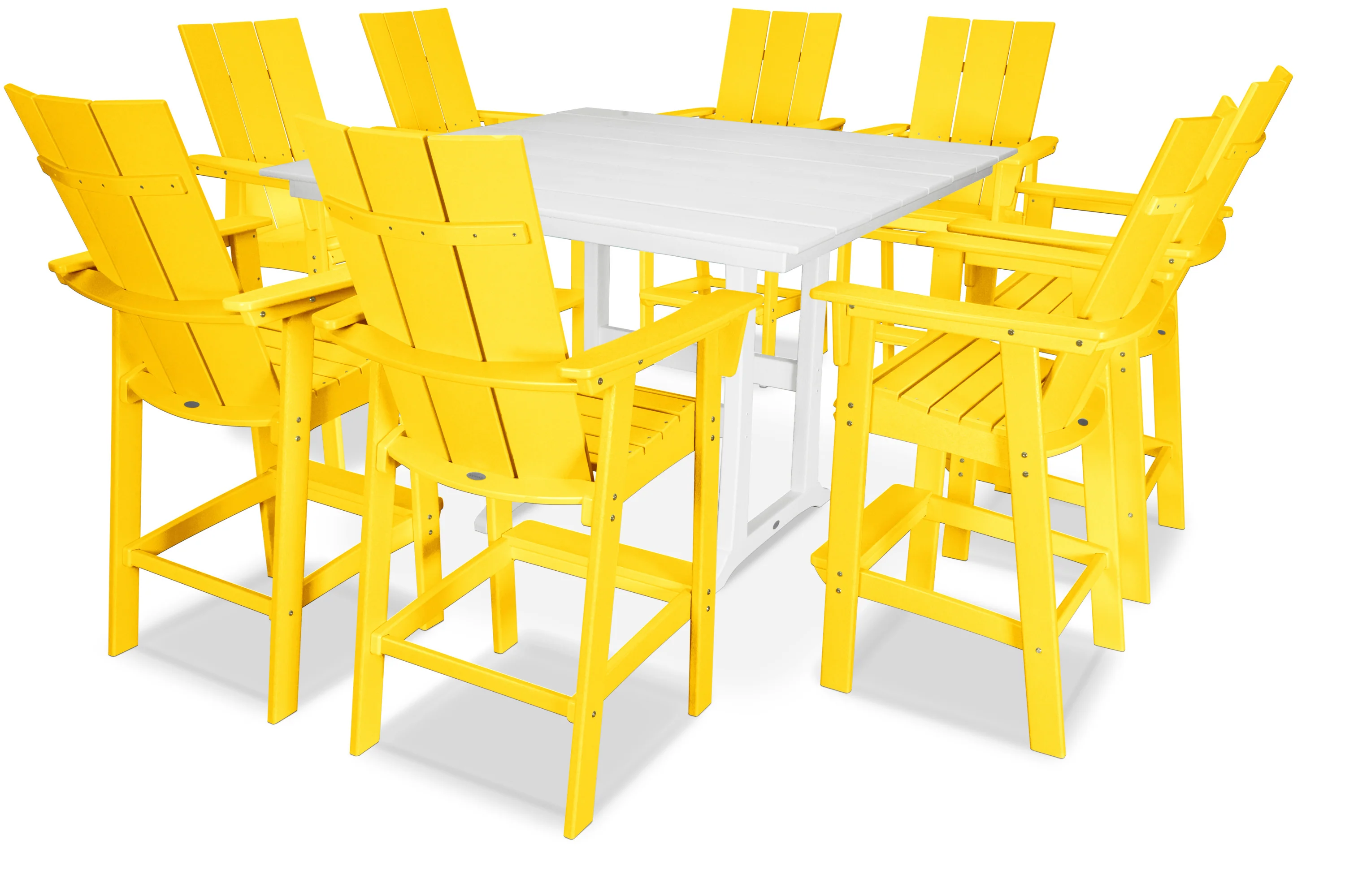 Modern Curveback Adirondack 9-Piece Farmhouse Trestle Bar Set - Image 12