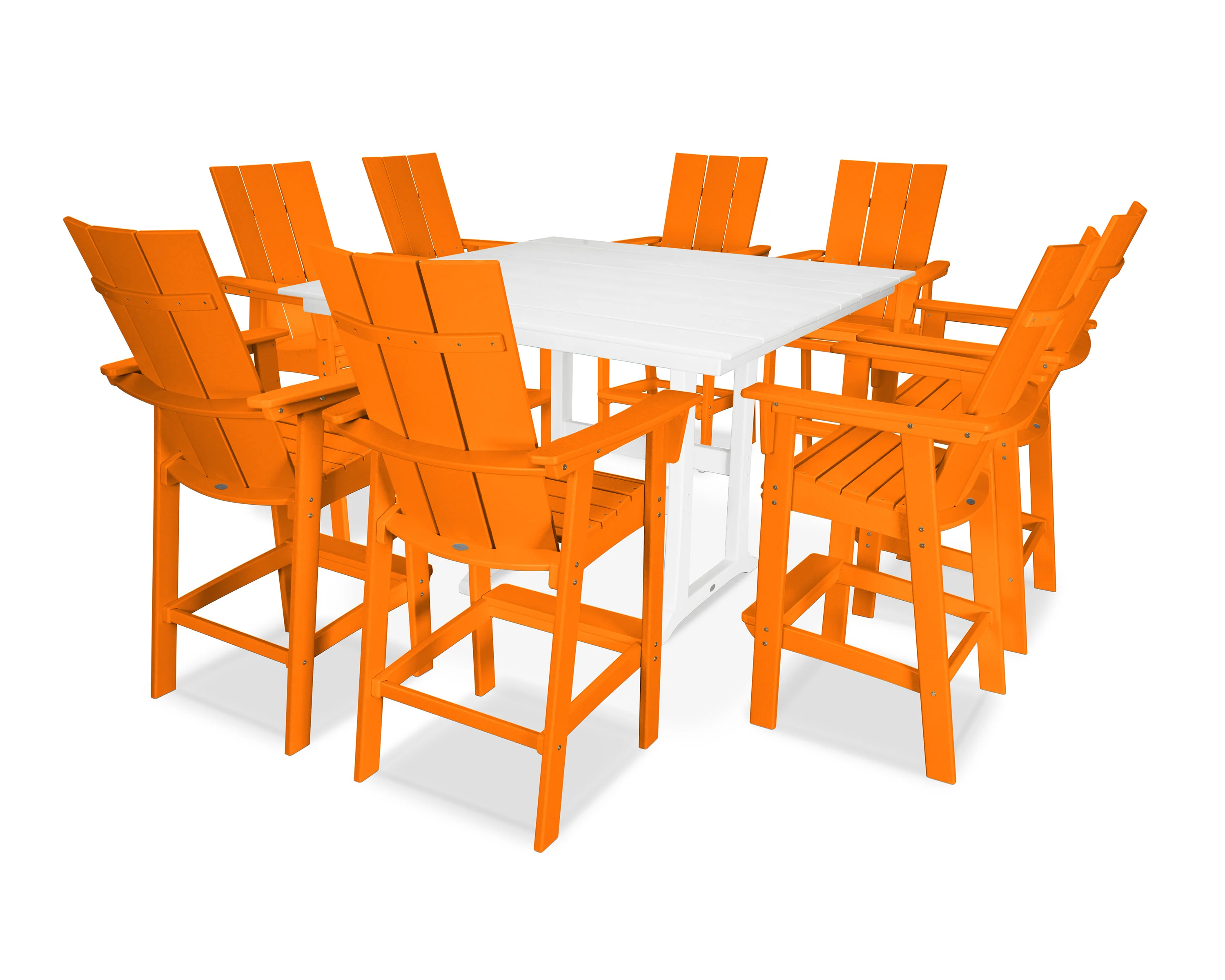 Modern Curveback Adirondack 9-Piece Farmhouse Trestle Bar Set - Image 14