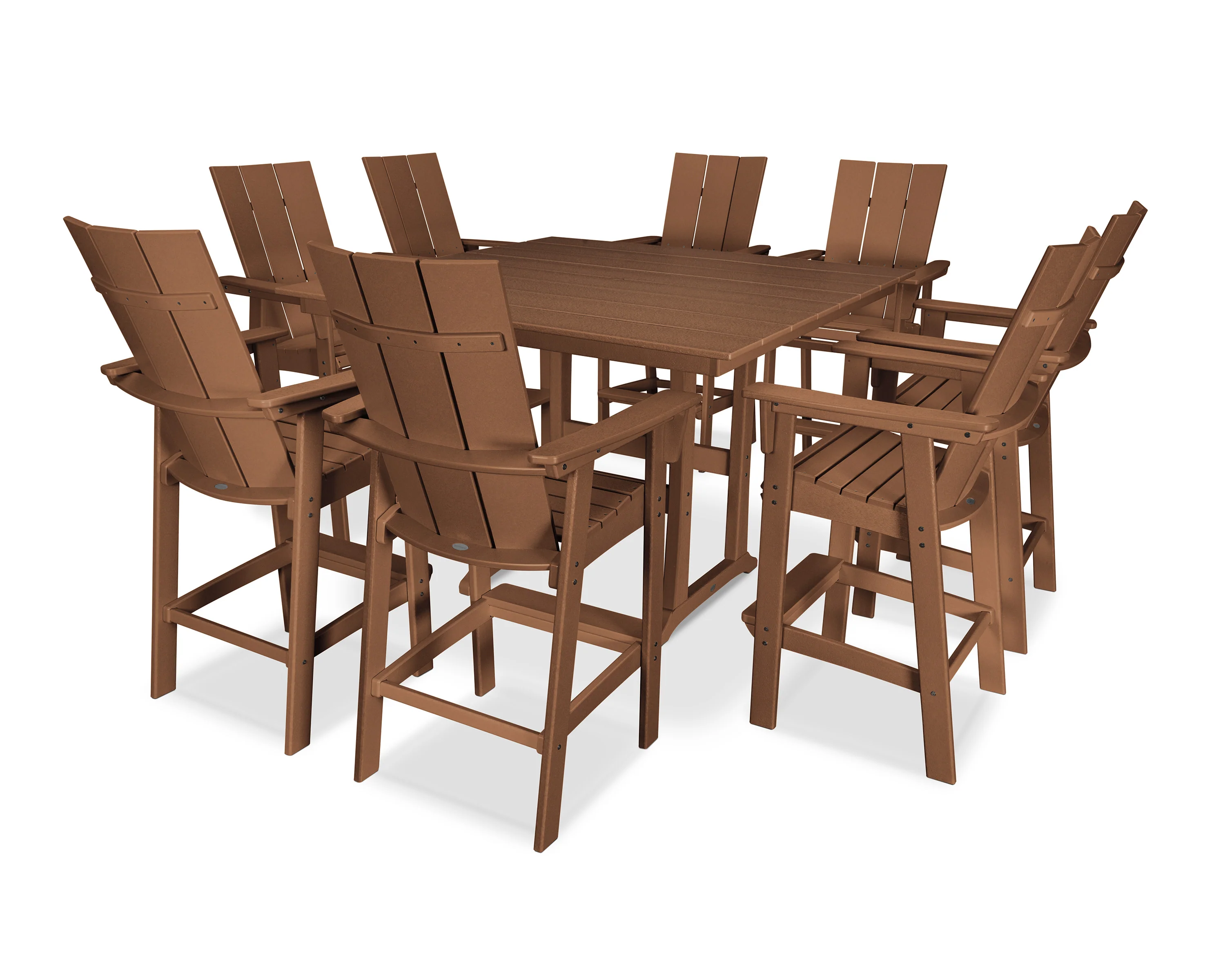 Modern Curveback Adirondack 9-Piece Farmhouse Trestle Bar Set - Image 19