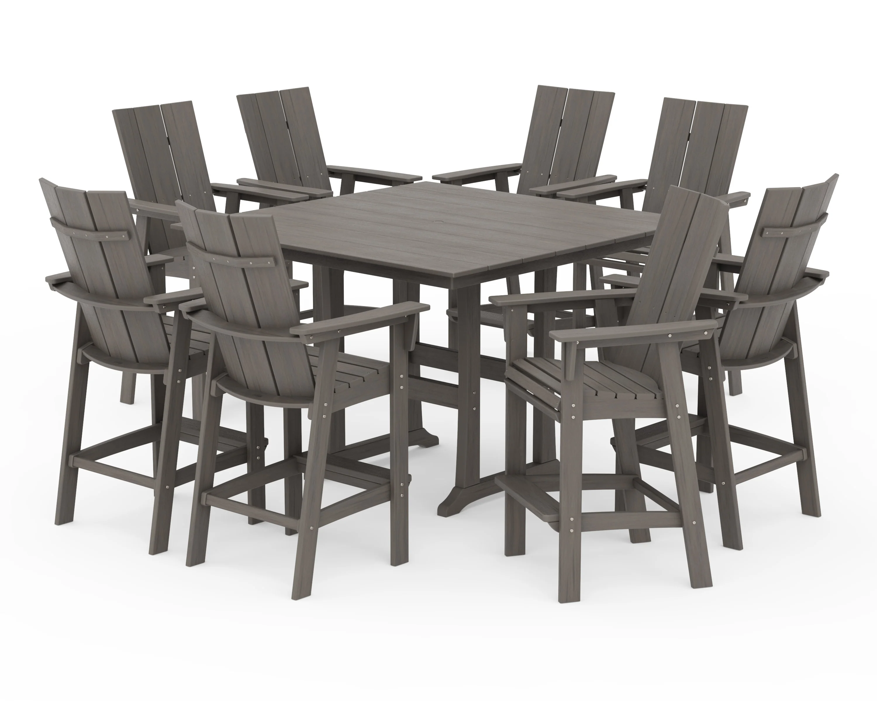 Modern Curveback Adirondack 9-Piece Farmhouse Trestle Bar Set - Image 20