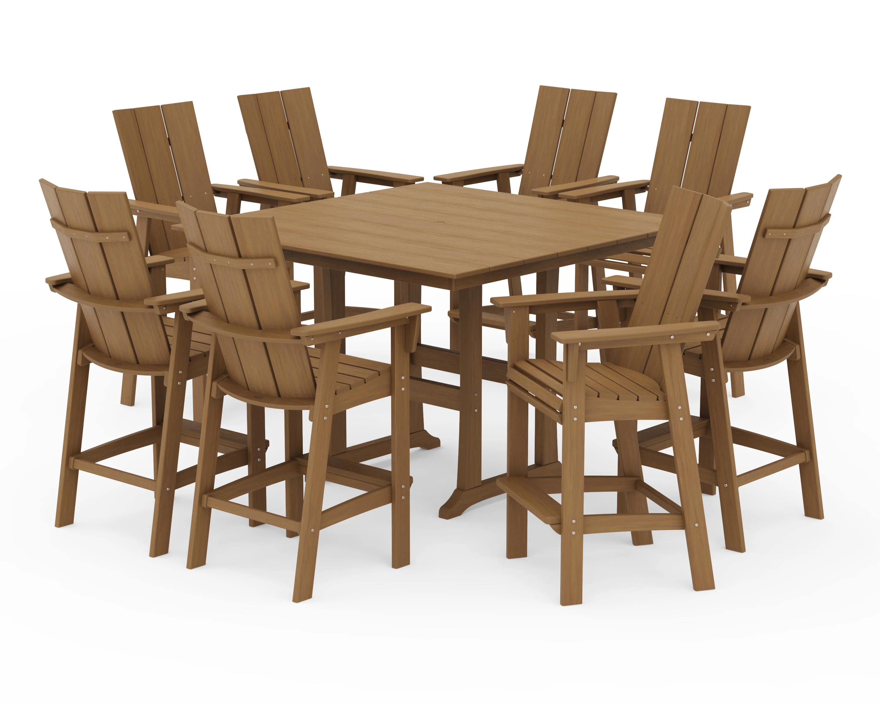Modern Curveback Adirondack 9-Piece Farmhouse Trestle Bar Set - Image 22