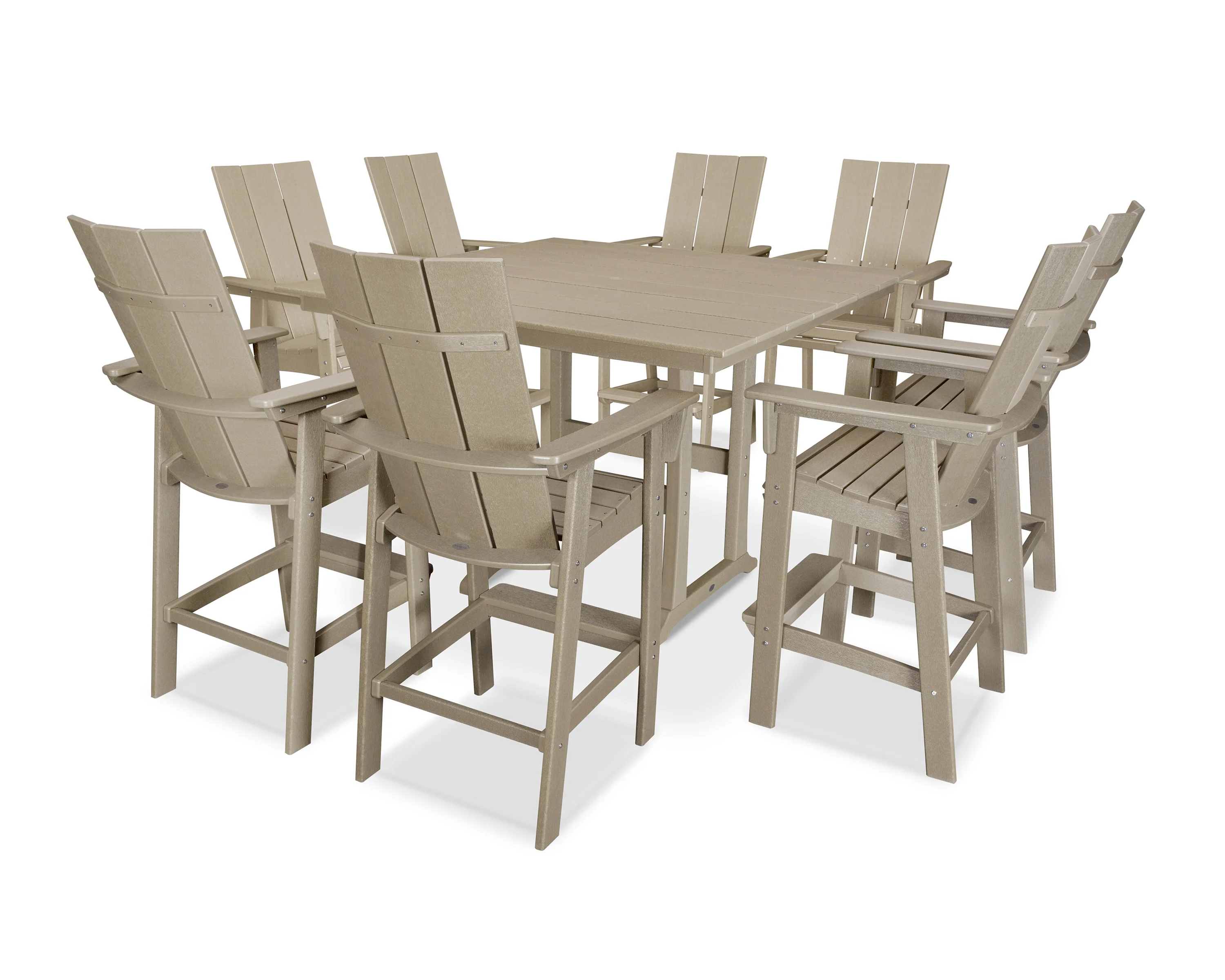 Modern Curveback Adirondack 9-Piece Farmhouse Trestle Bar Set - Image 5