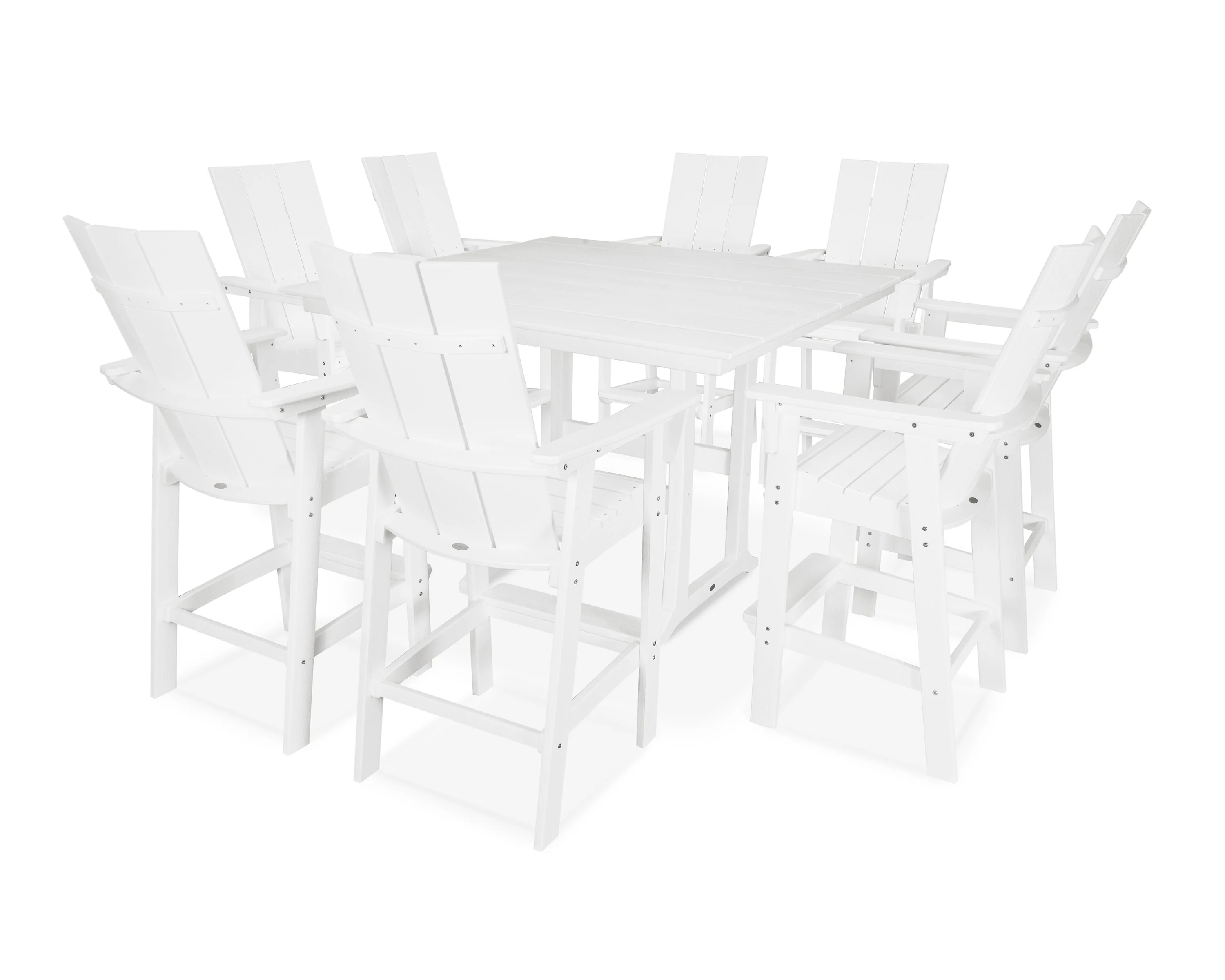 Modern Curveback Adirondack 9-Piece Farmhouse Trestle Bar Set - Image 6
