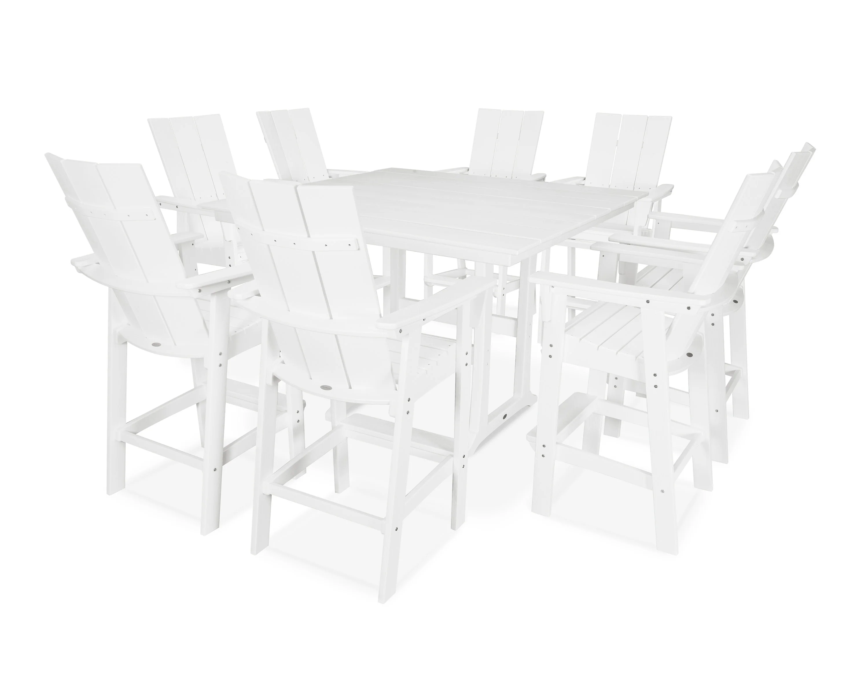 Modern Curveback Adirondack 9-Piece Farmhouse Trestle Bar Set - Image 8