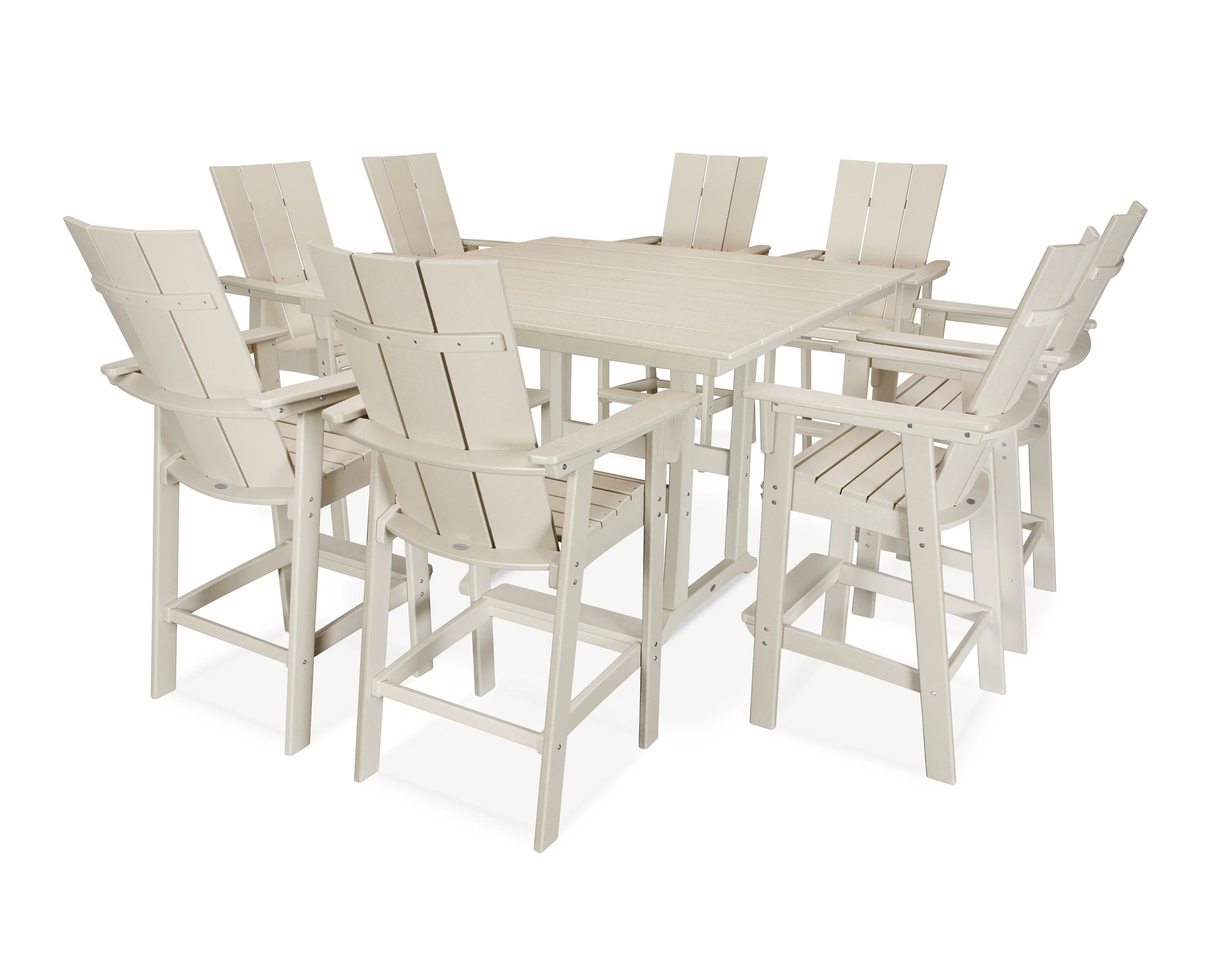 Modern Curveback Adirondack 9-Piece Farmhouse Trestle Bar Set - Image 9
