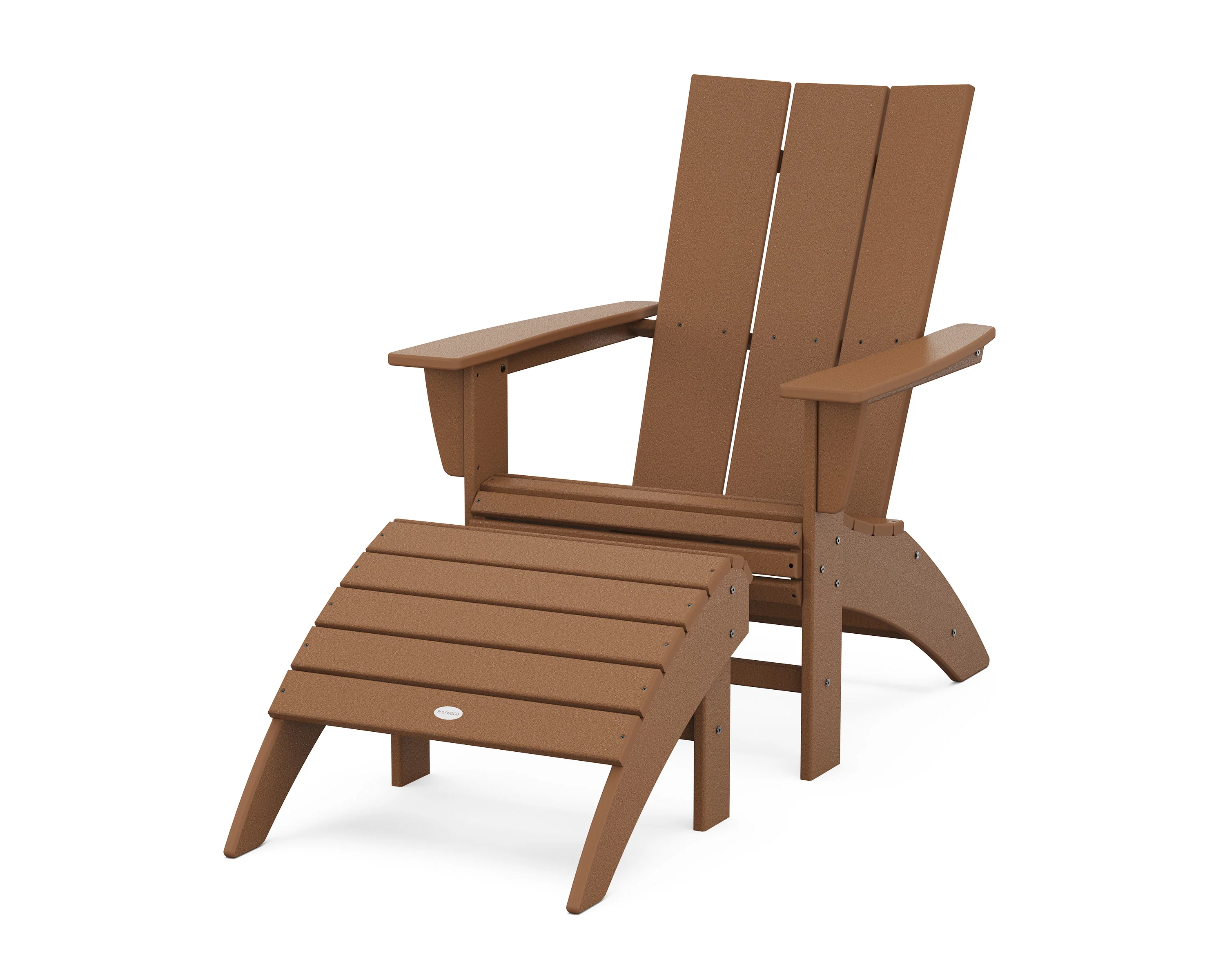 Modern Curveback Adirondack Chair 2-Piece Set with Ottoman - Image 3