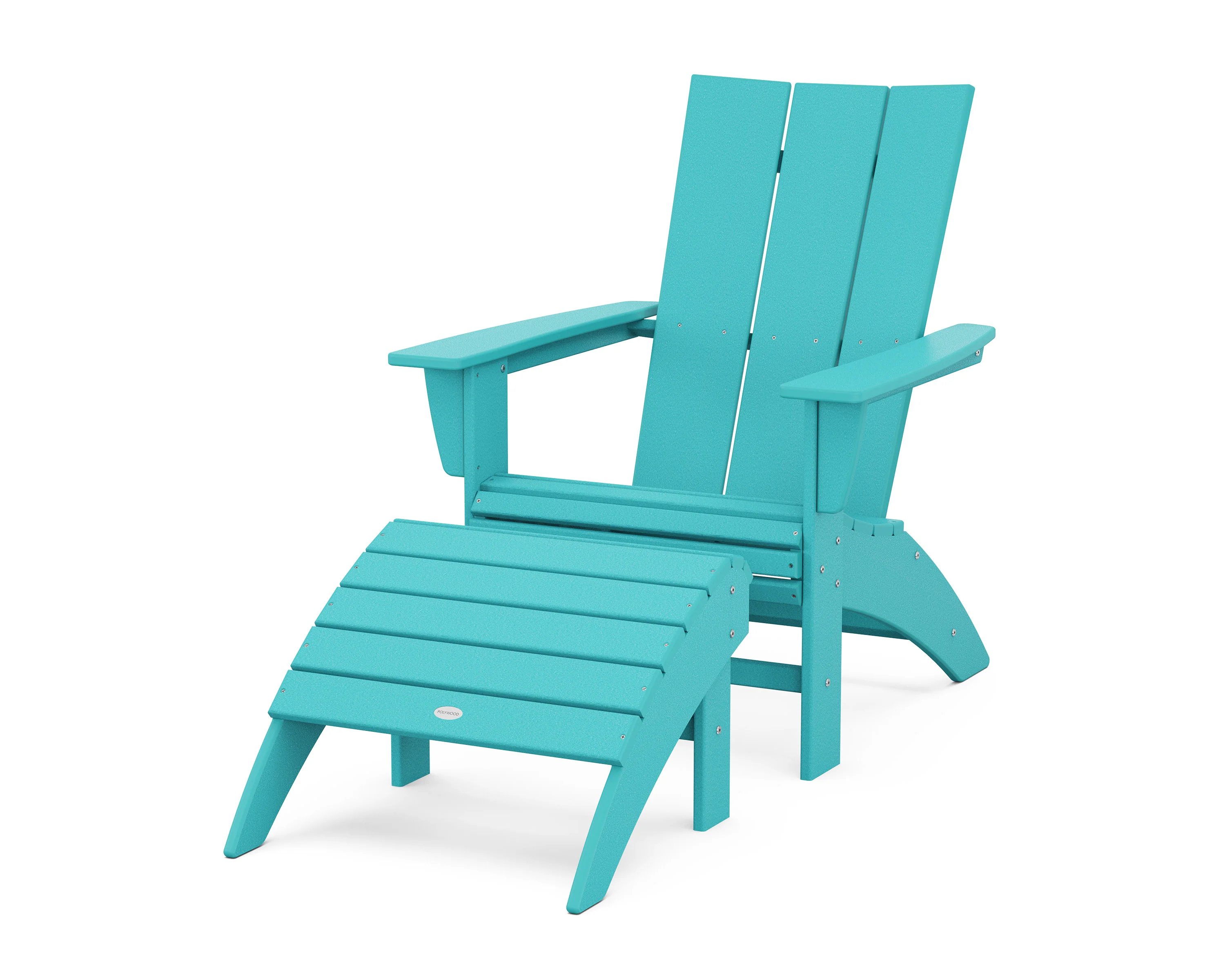 Modern Curveback Adirondack Chair 2-Piece Set with Ottoman - Image 7