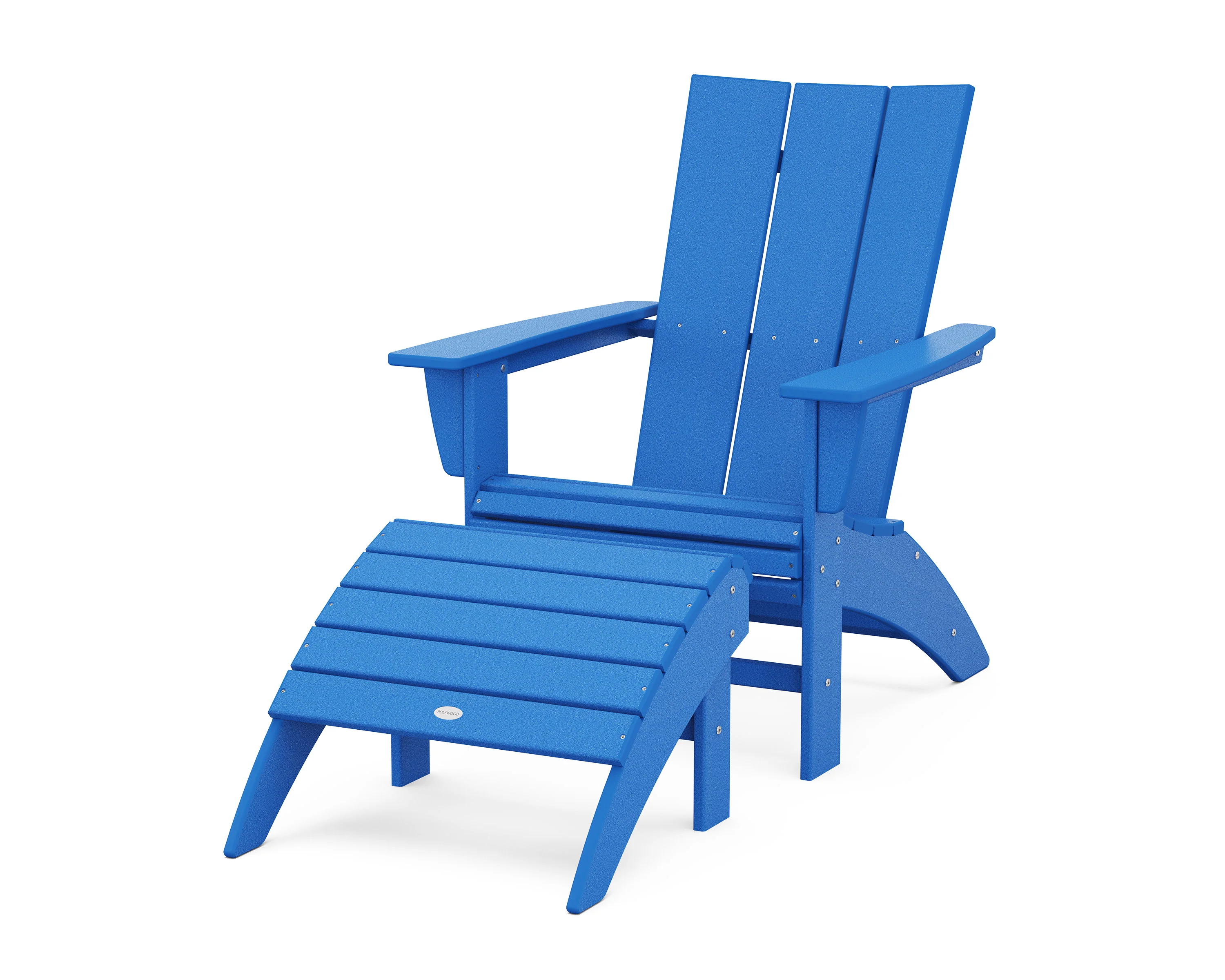 Modern Curveback Adirondack Chair 2-Piece Set with Ottoman - Image 9
