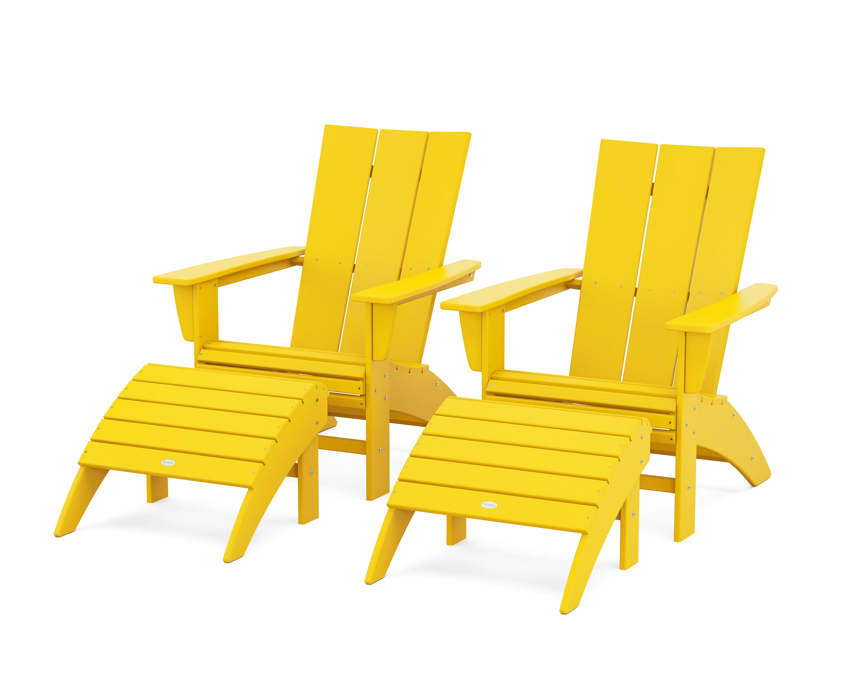 Modern Curveback Adirondack Chair 4-Piece Set with Ottomans - Image 10