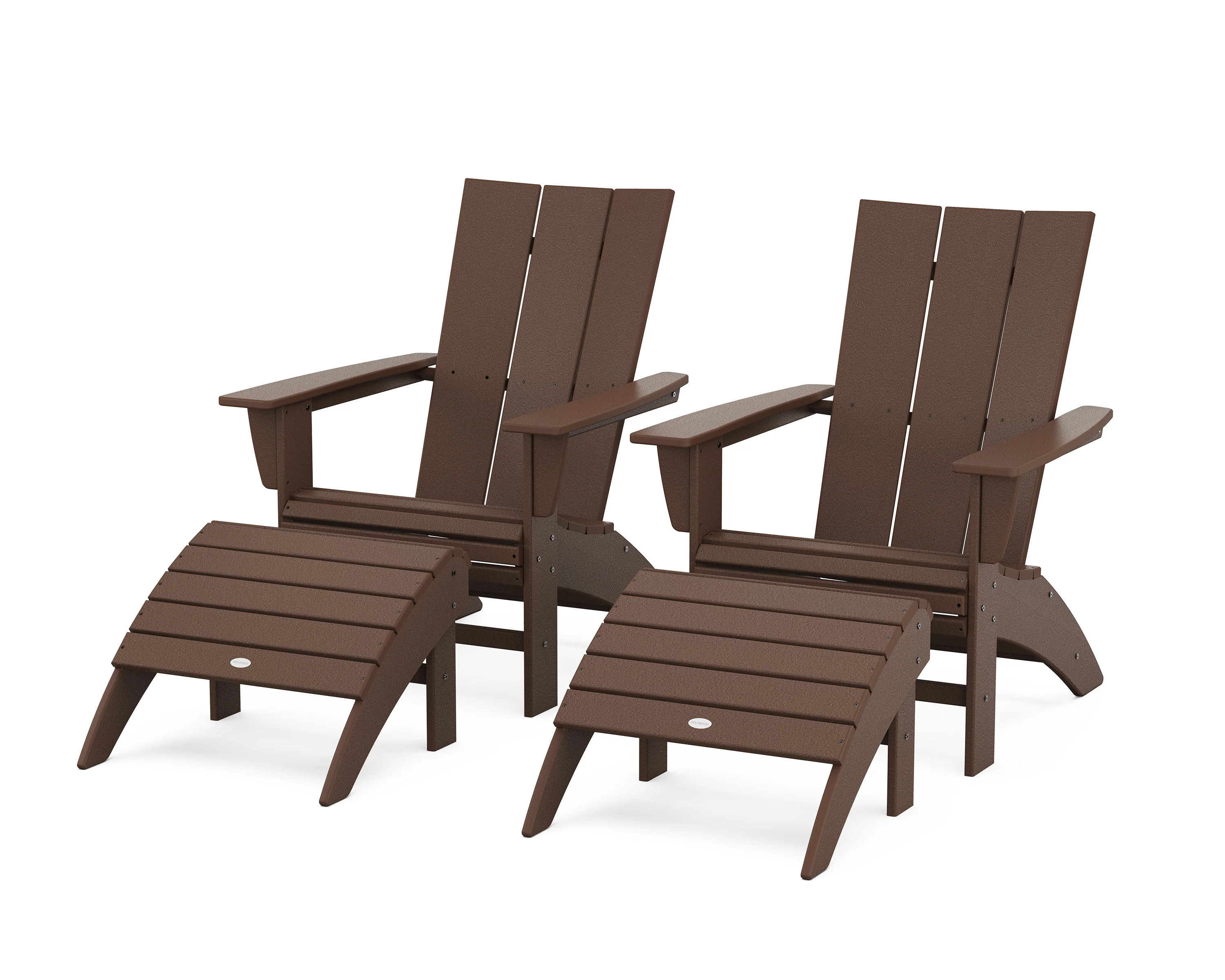 Modern Curveback Adirondack Chair 4-Piece Set with Ottomans - Image 11