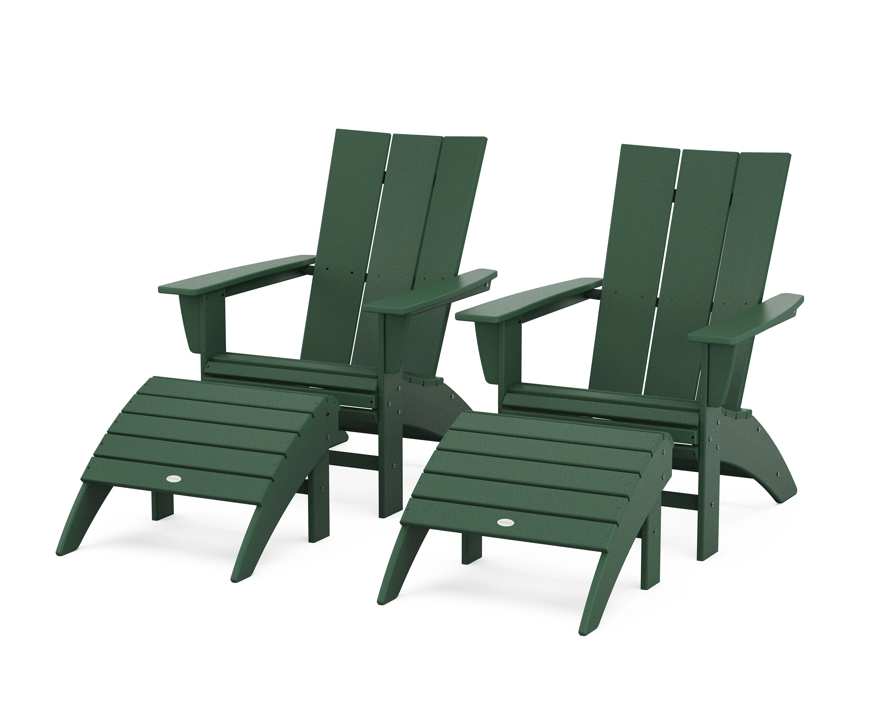 Modern Curveback Adirondack Chair 4-Piece Set with Ottomans - Image 12