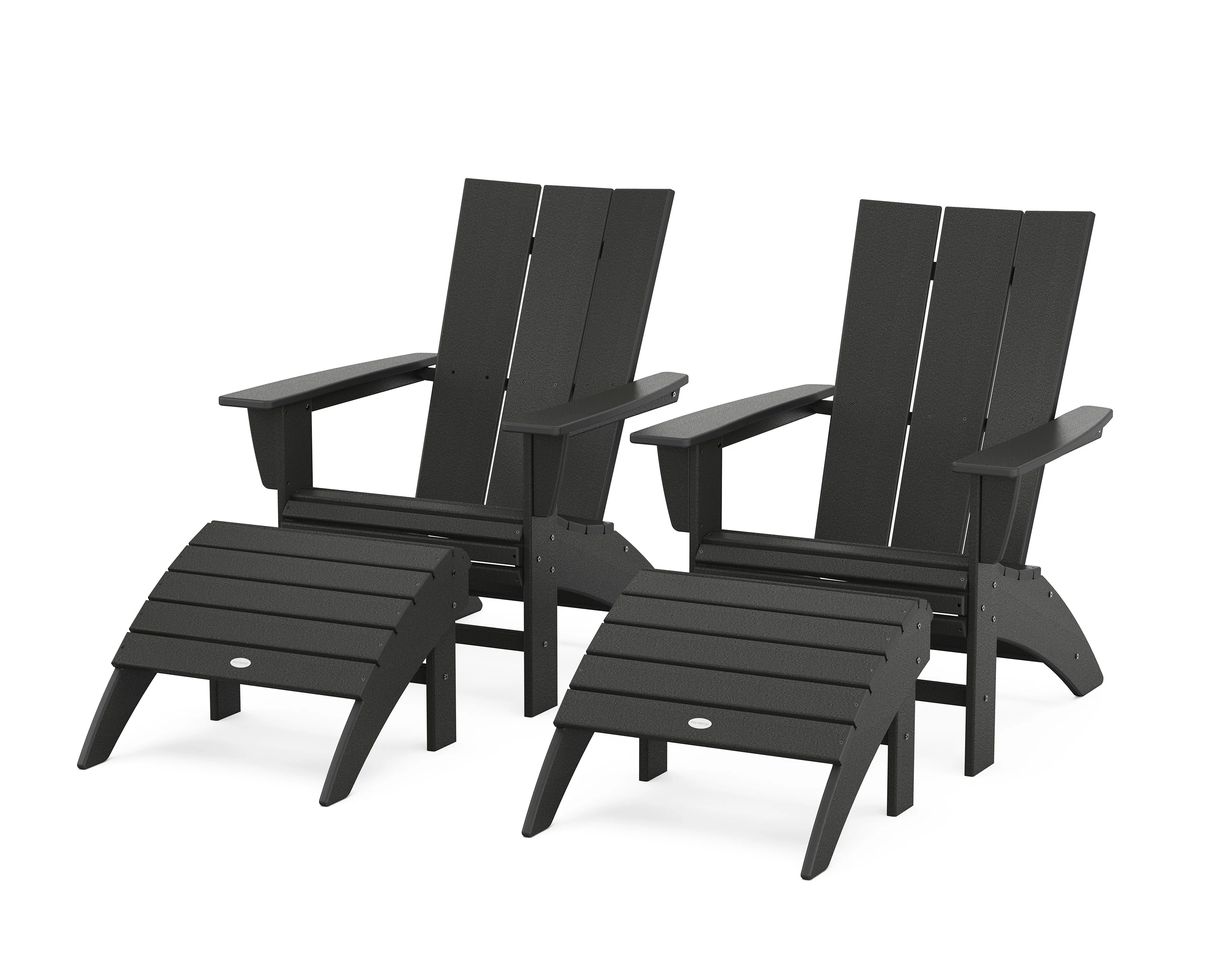 Modern Curveback Adirondack Chair 4-Piece Set with Ottomans - Image 13