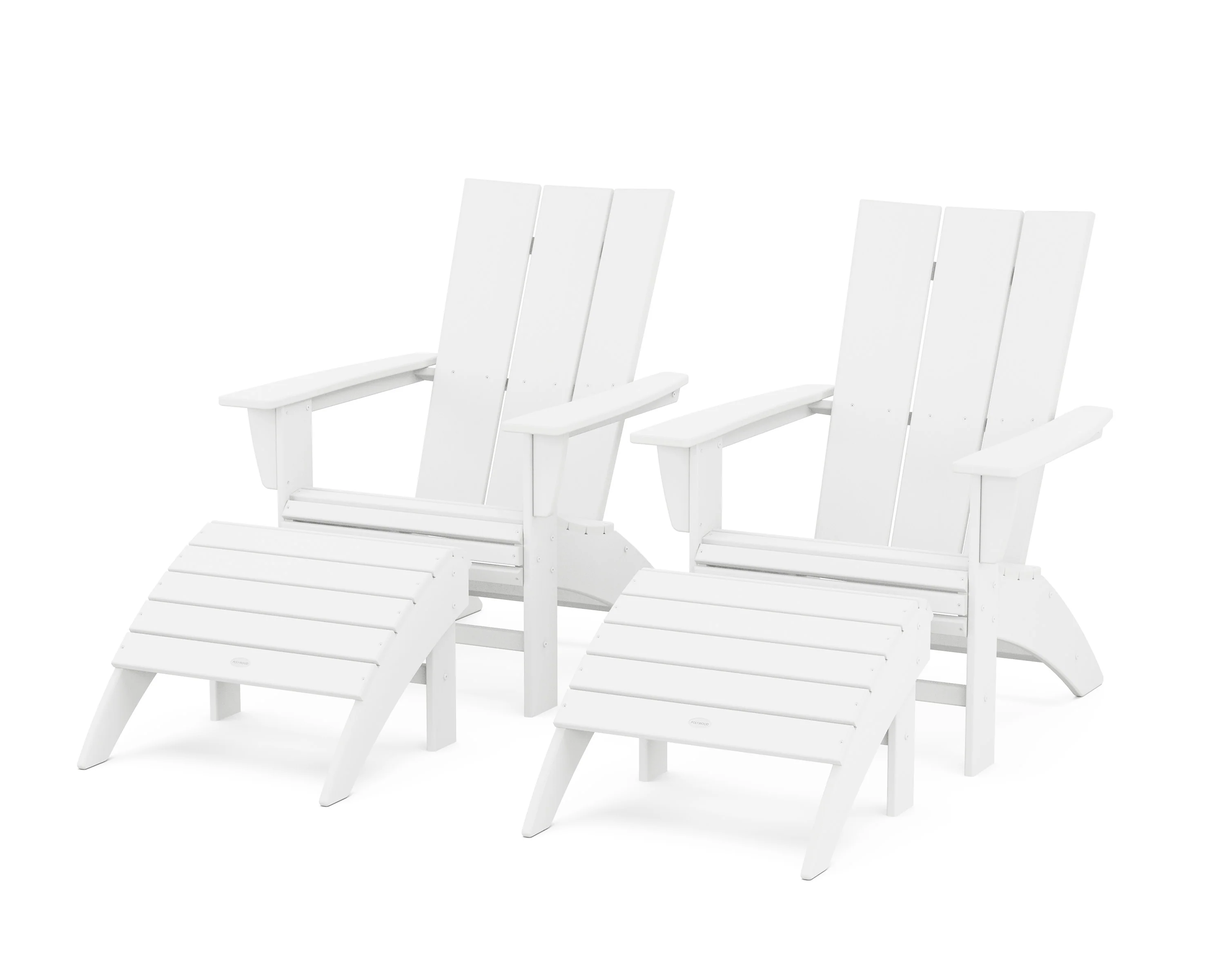 Modern Curveback Adirondack Chair 4-Piece Set with Ottomans - Image 14