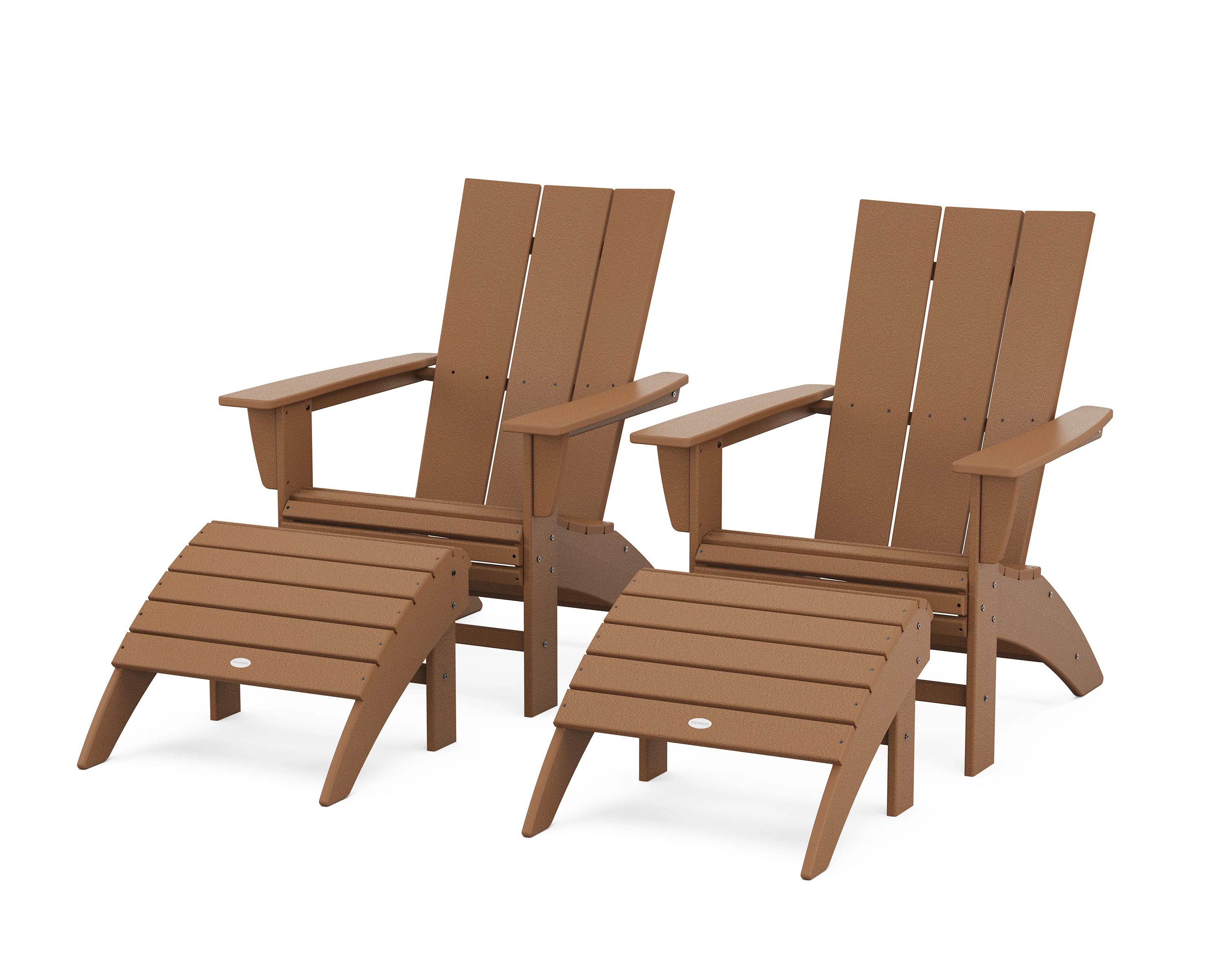 Modern Curveback Adirondack Chair 4-Piece Set with Ottomans - Image 17