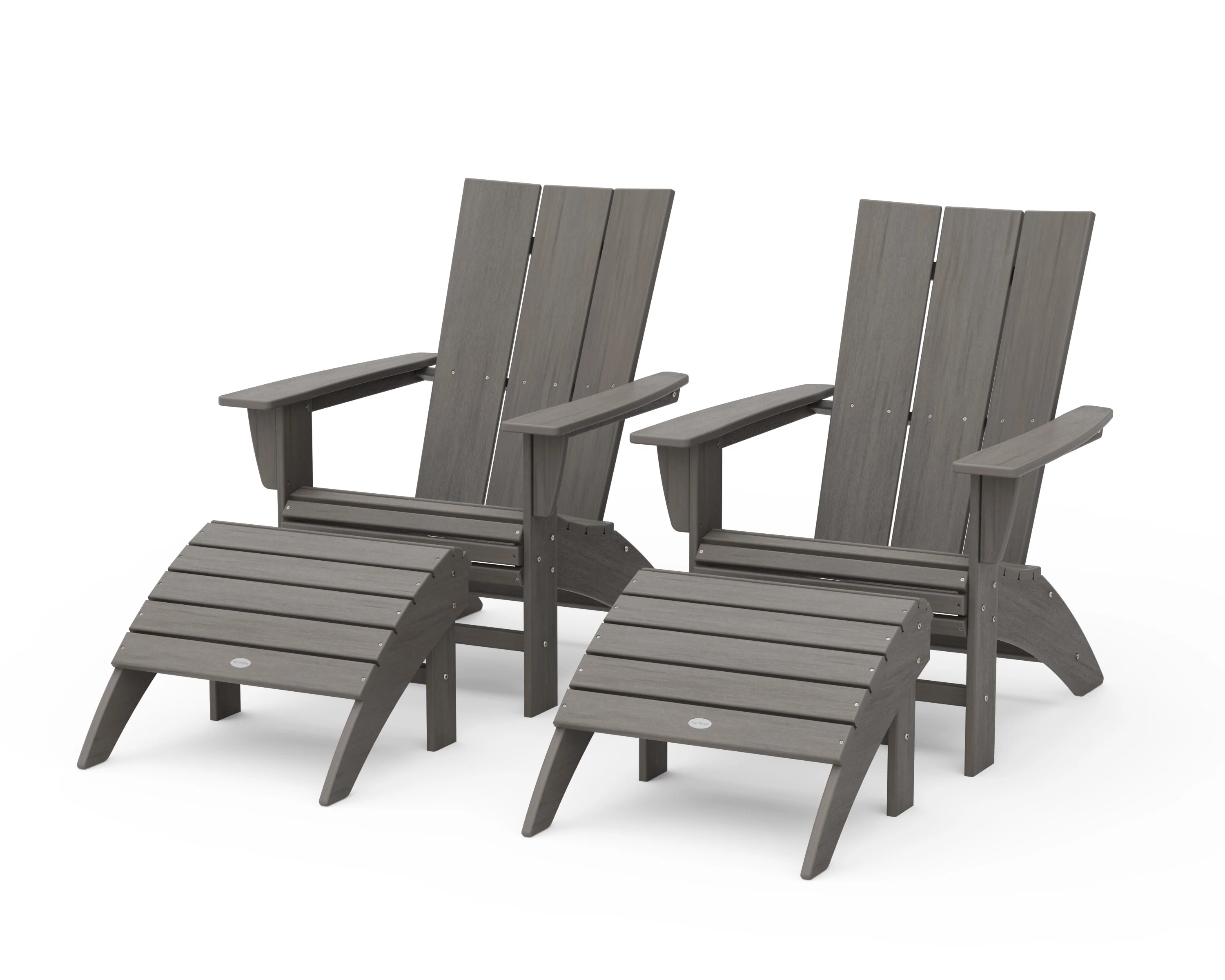 Modern Curveback Adirondack Chair 4-Piece Set with Ottomans - Image 18