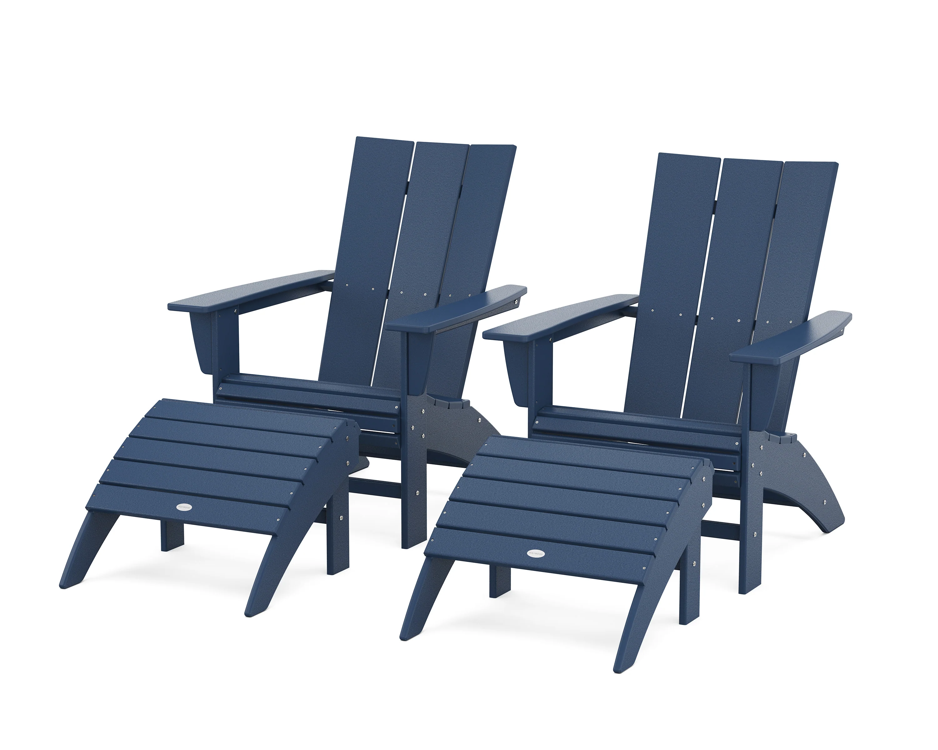Modern Curveback Adirondack Chair 4-Piece Set with Ottomans - Image 2