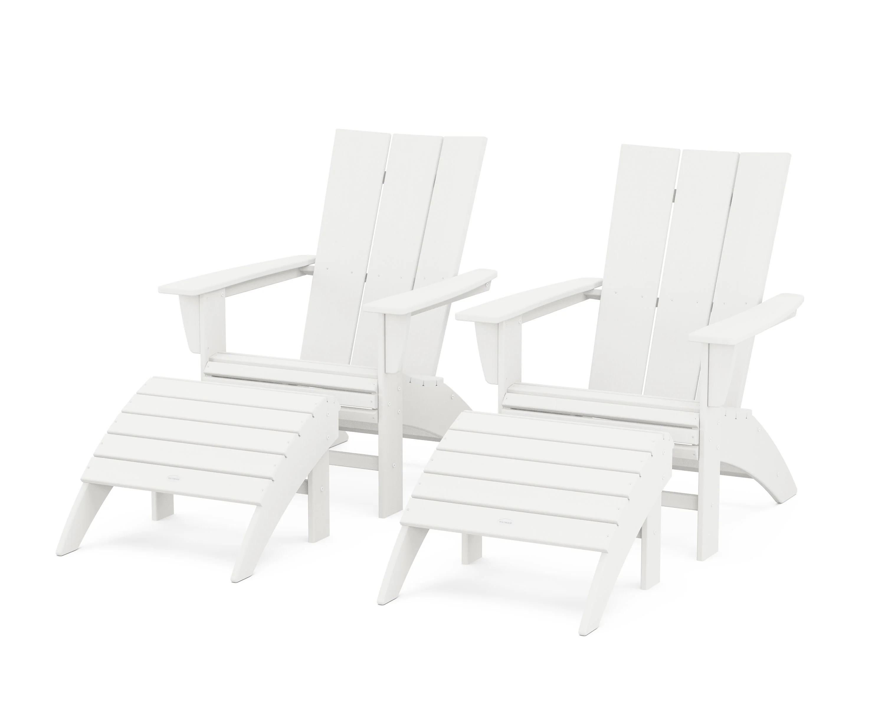 Modern Curveback Adirondack Chair 4-Piece Set with Ottomans - Image 4
