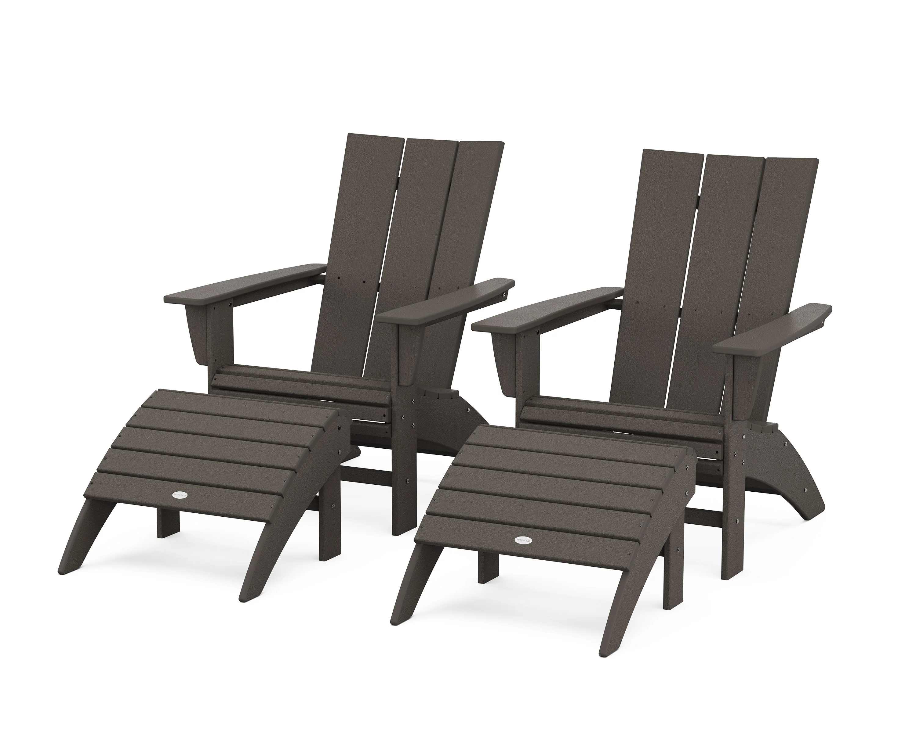 Modern Curveback Adirondack Chair 4-Piece Set with Ottomans - Image 5