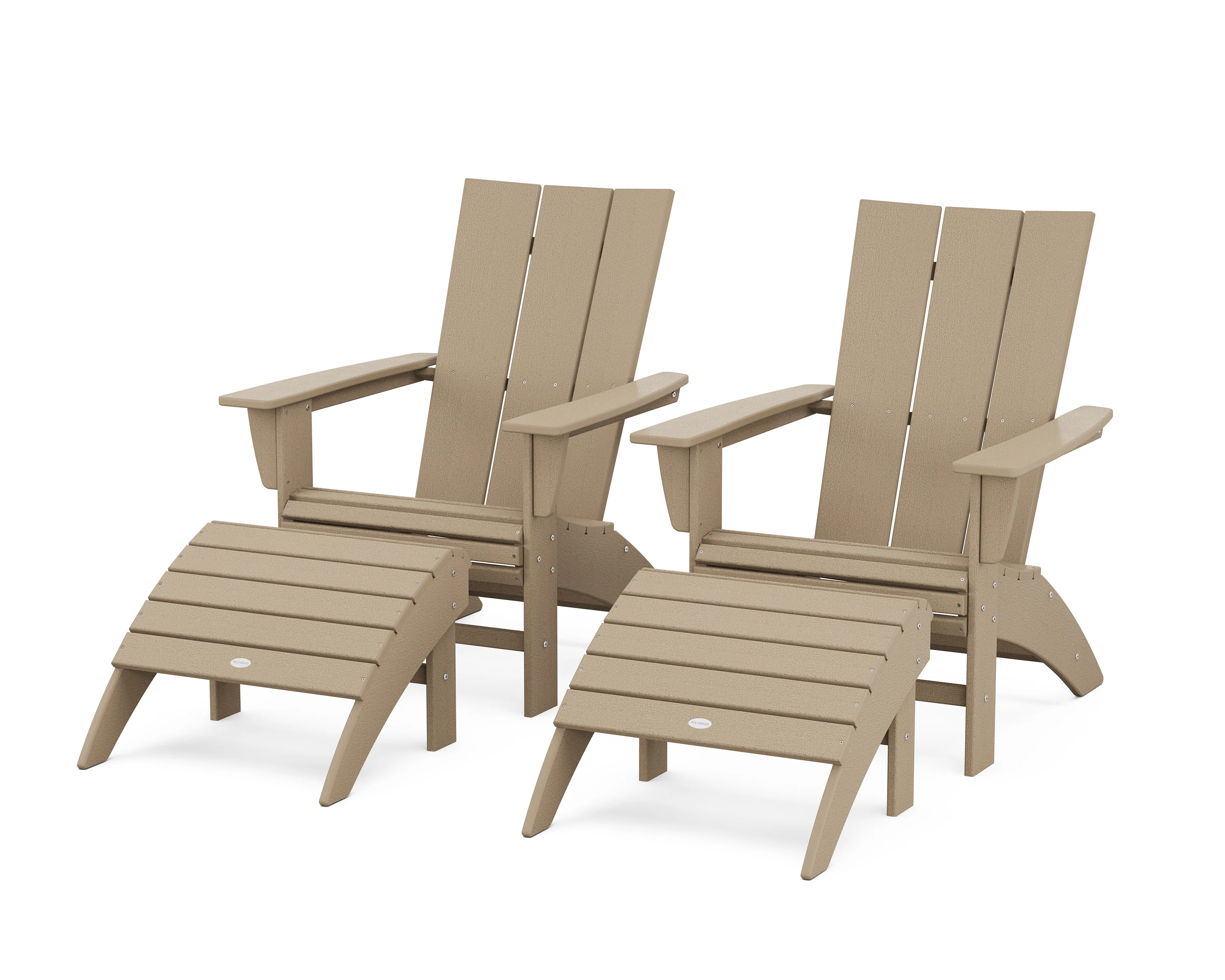 Modern Curveback Adirondack Chair 4-Piece Set with Ottomans - Image 6