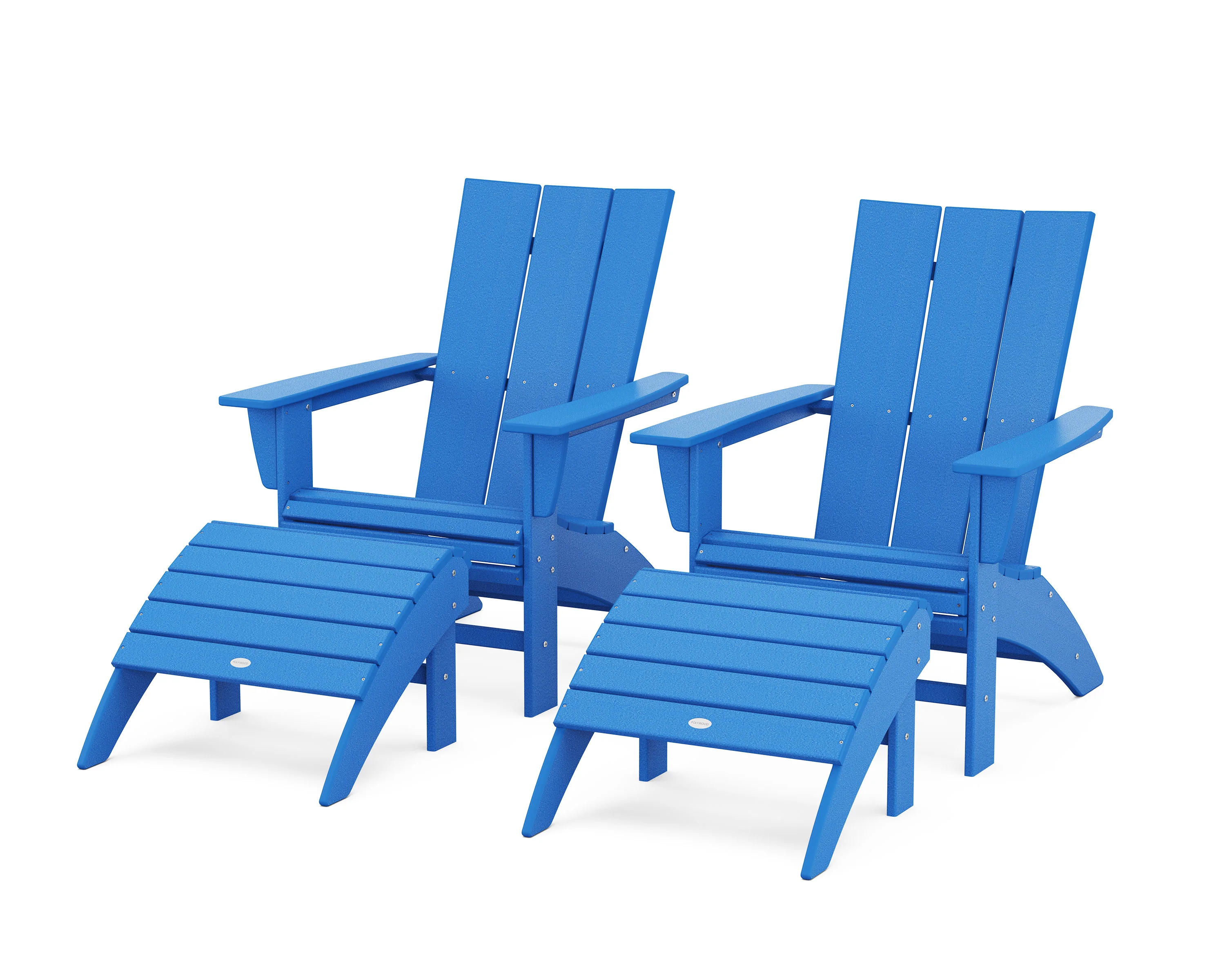 Modern Curveback Adirondack Chair 4-Piece Set with Ottomans - Image 7