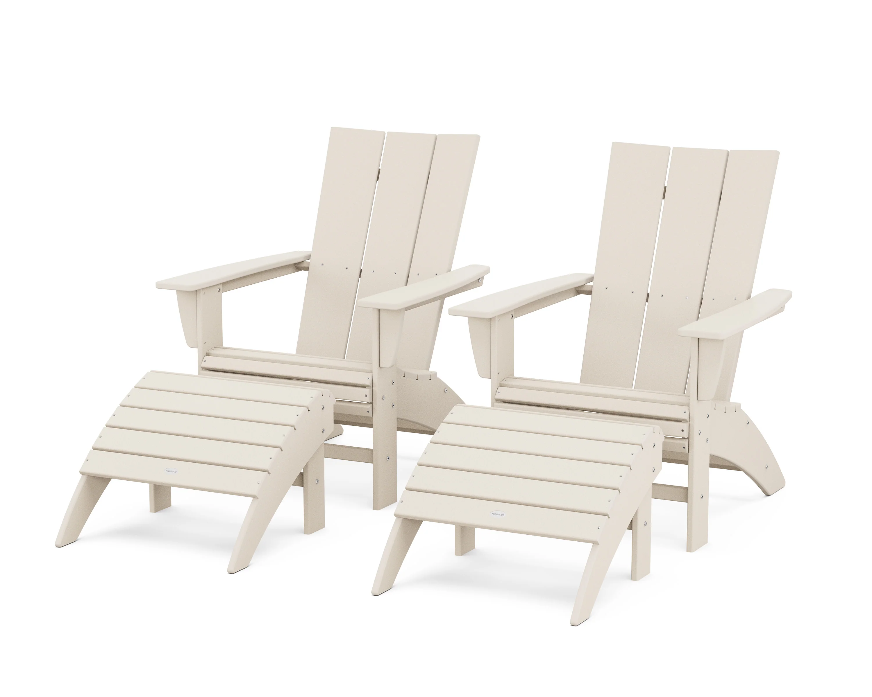 Modern Curveback Adirondack Chair 4-Piece Set with Ottomans - Image 8