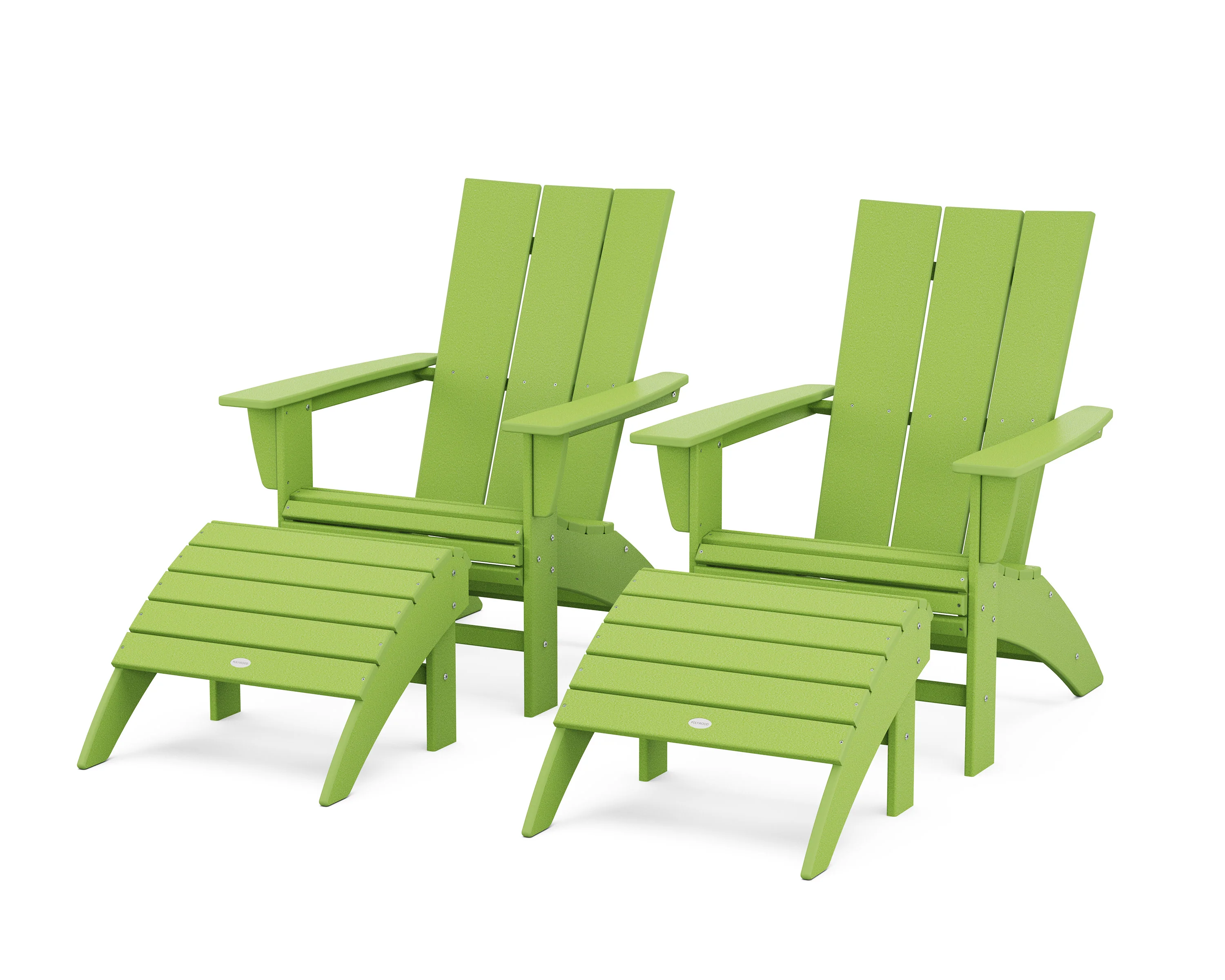 Modern Curveback Adirondack Chair 4-Piece Set with Ottomans - Image 9