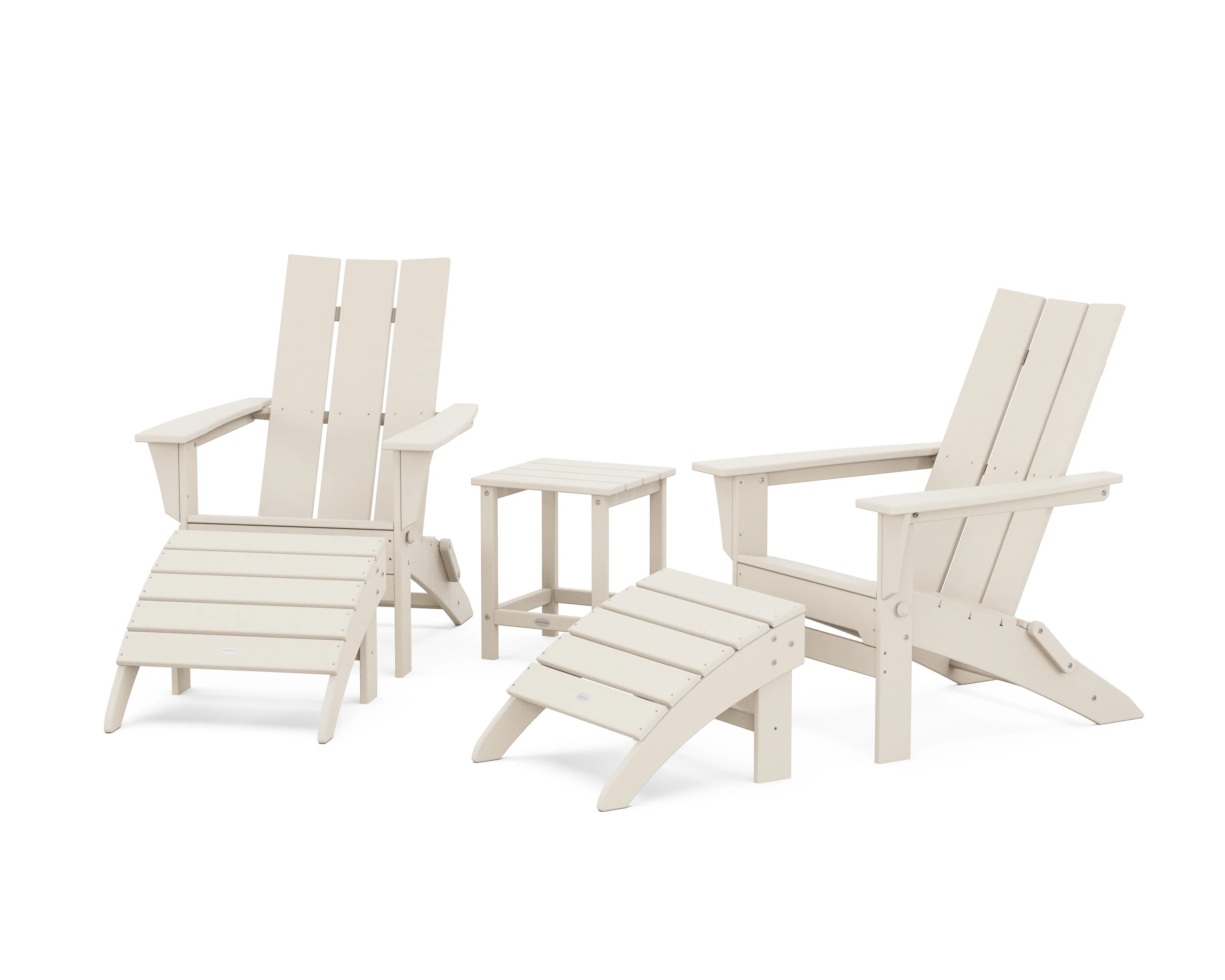 Modern Folding Adirondack Chair 5-Piece Set with Ottomans and 18" Side Table - Image 2