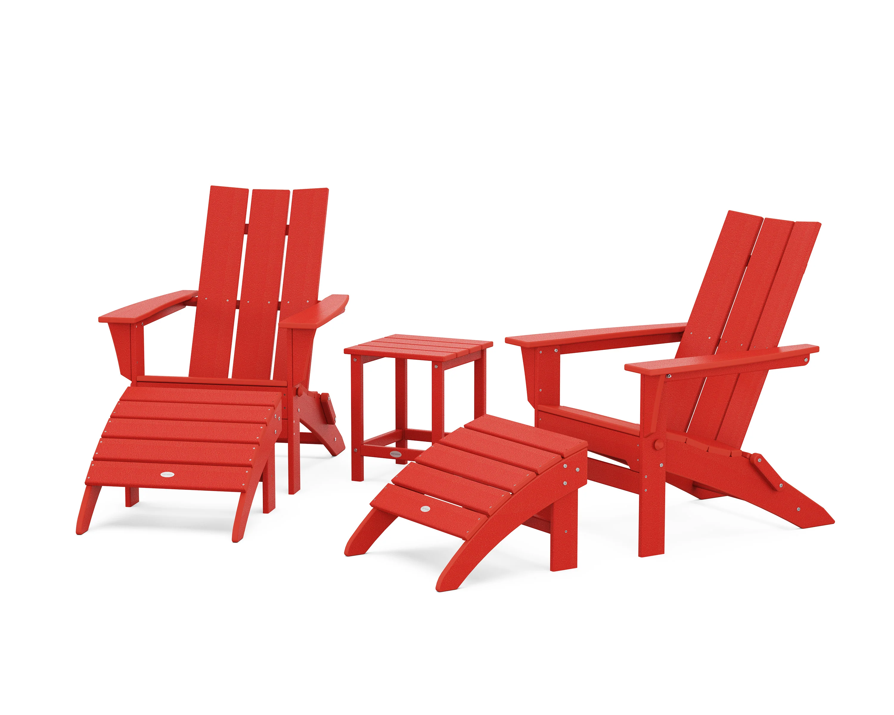 Modern Folding Adirondack Chair 5-Piece Set with Ottomans and 18" Side Table - Image 3