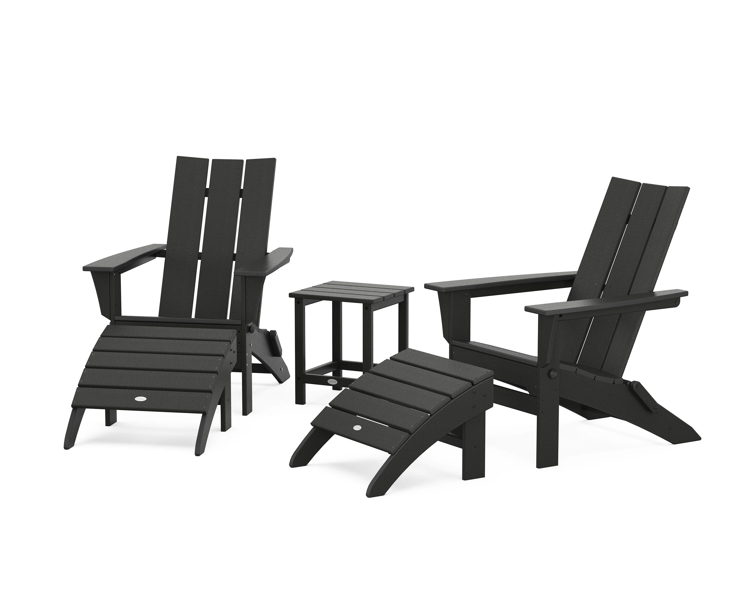 Modern Folding Adirondack Chair 5-Piece Set with Ottomans and 18" Side Table - Image 4