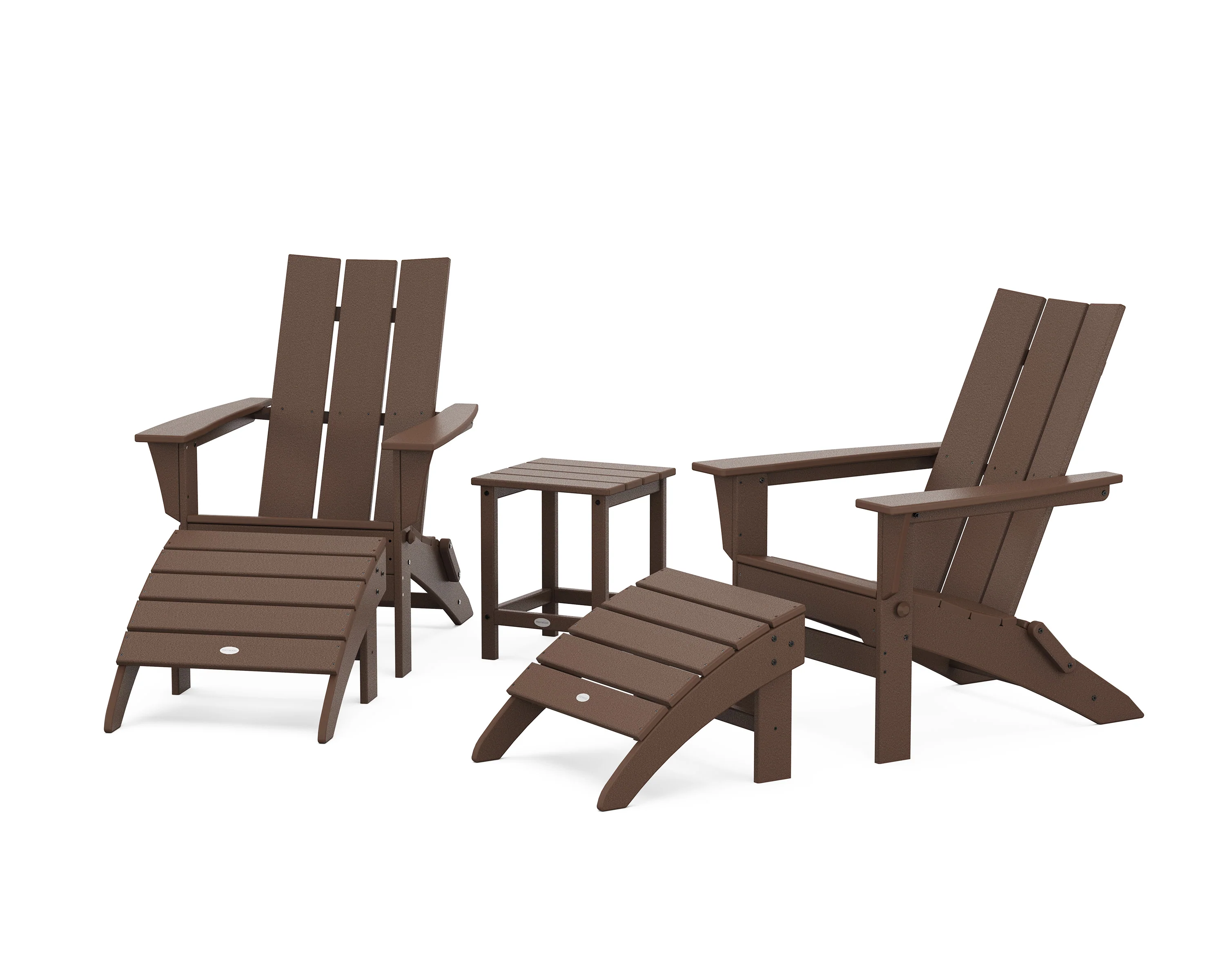 Modern Folding Adirondack Chair 5-Piece Set with Ottomans and 18" Side Table - Image 5